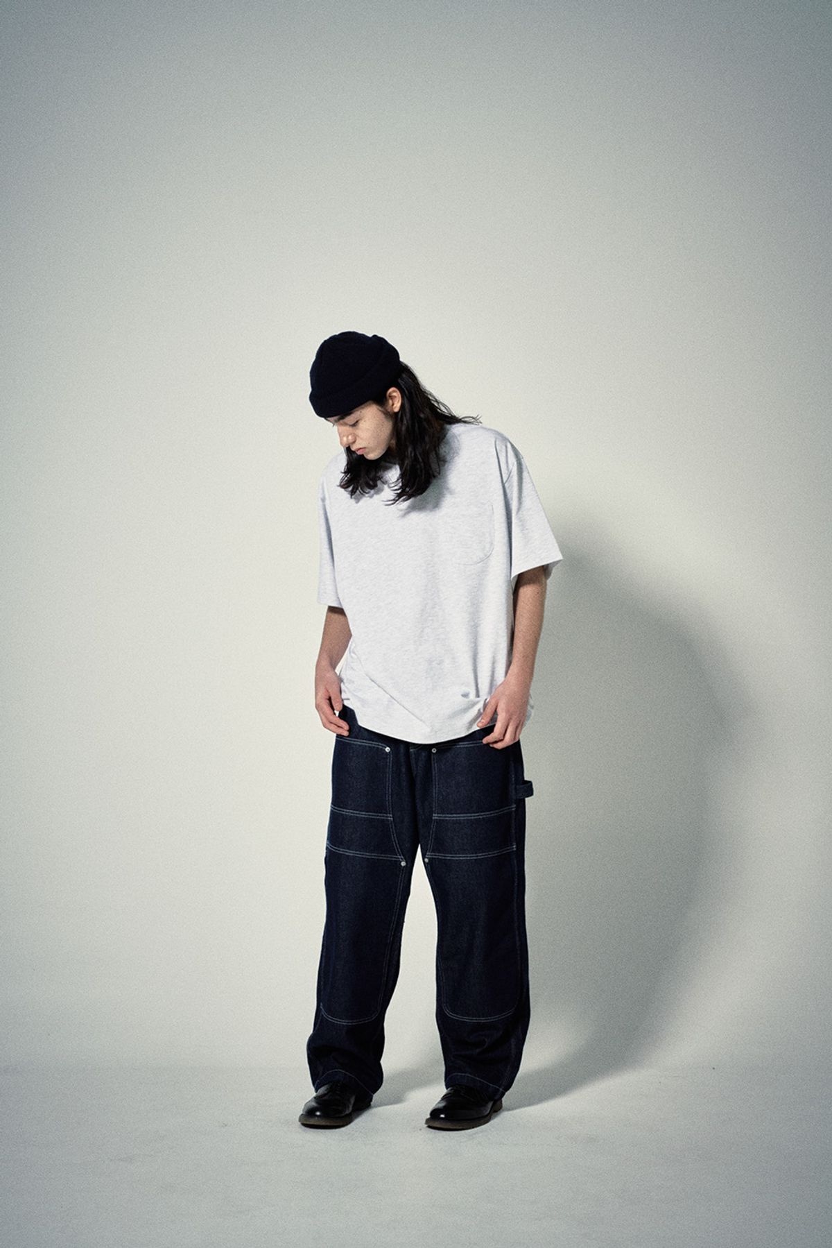 히즈핸더(HISHANDER) DOUBLE KNEE DENIM PANTS [Indigo]