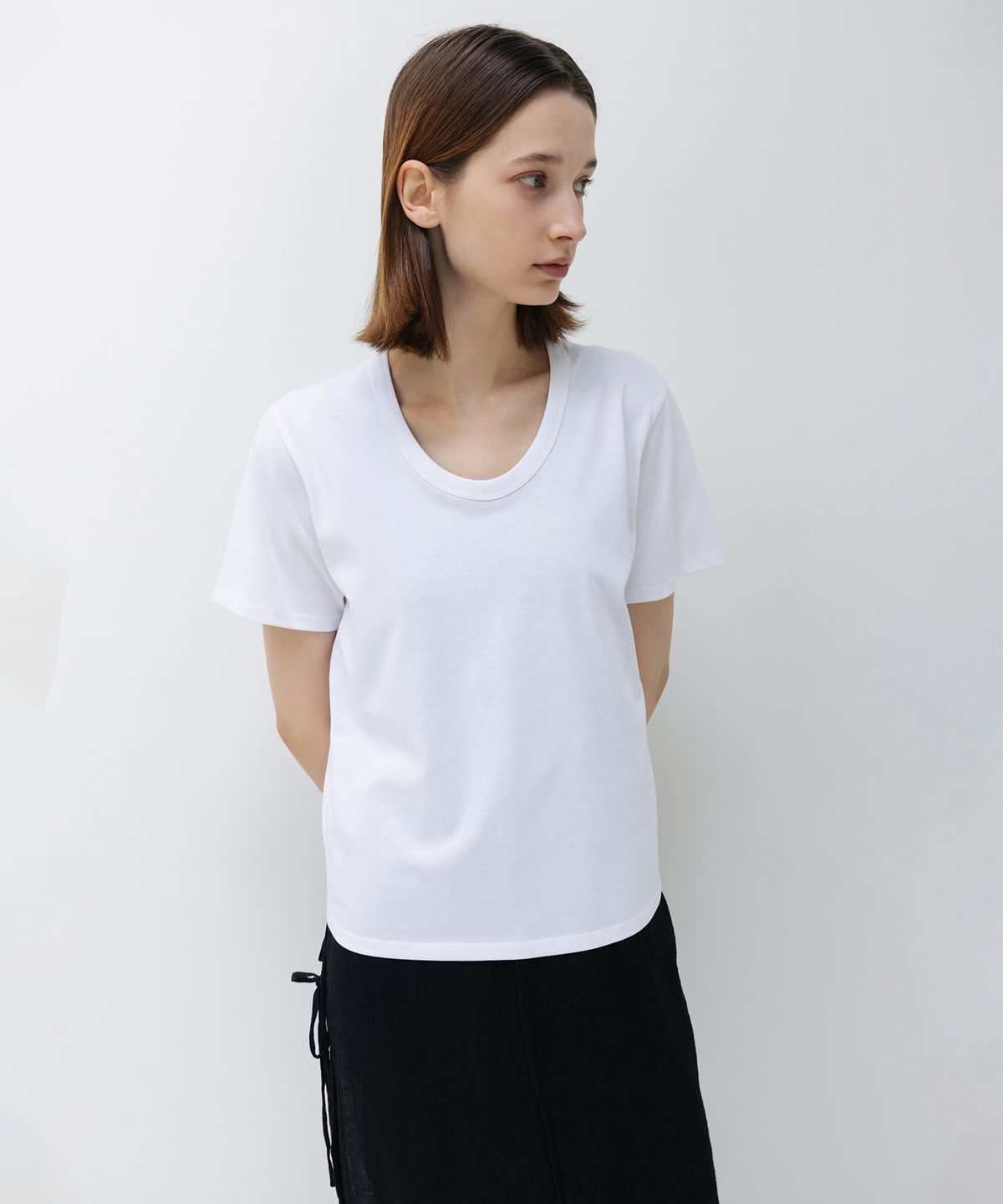 인사일런스 우먼(INSILENCE WOMEN) W 수피마 코튼 U넥 티셔츠 WHITE