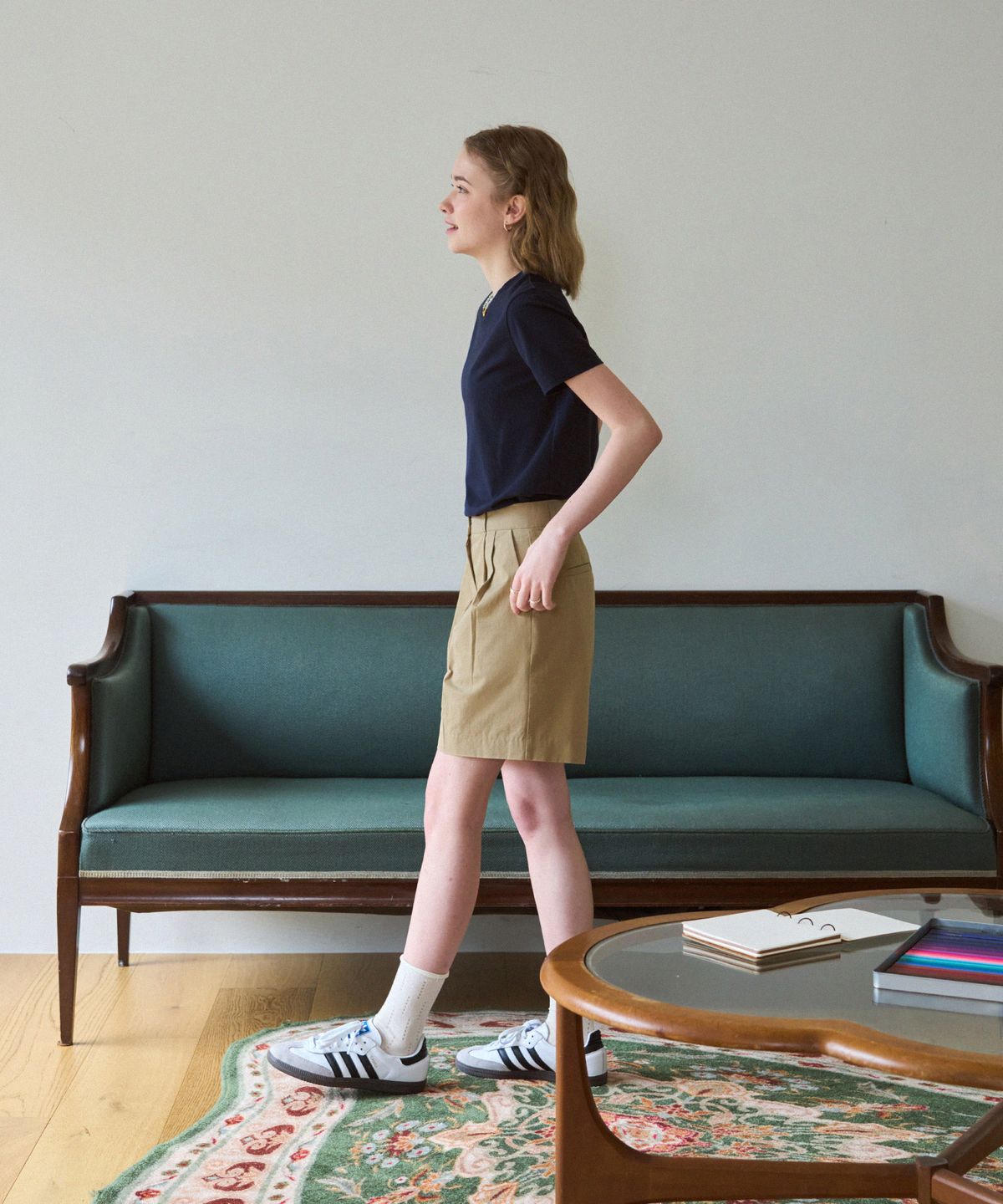 드로우핏 우먼(DRAWFIT WOMEN) 수피마 실켓 크루넥 반팔 티셔츠 [BROWN]