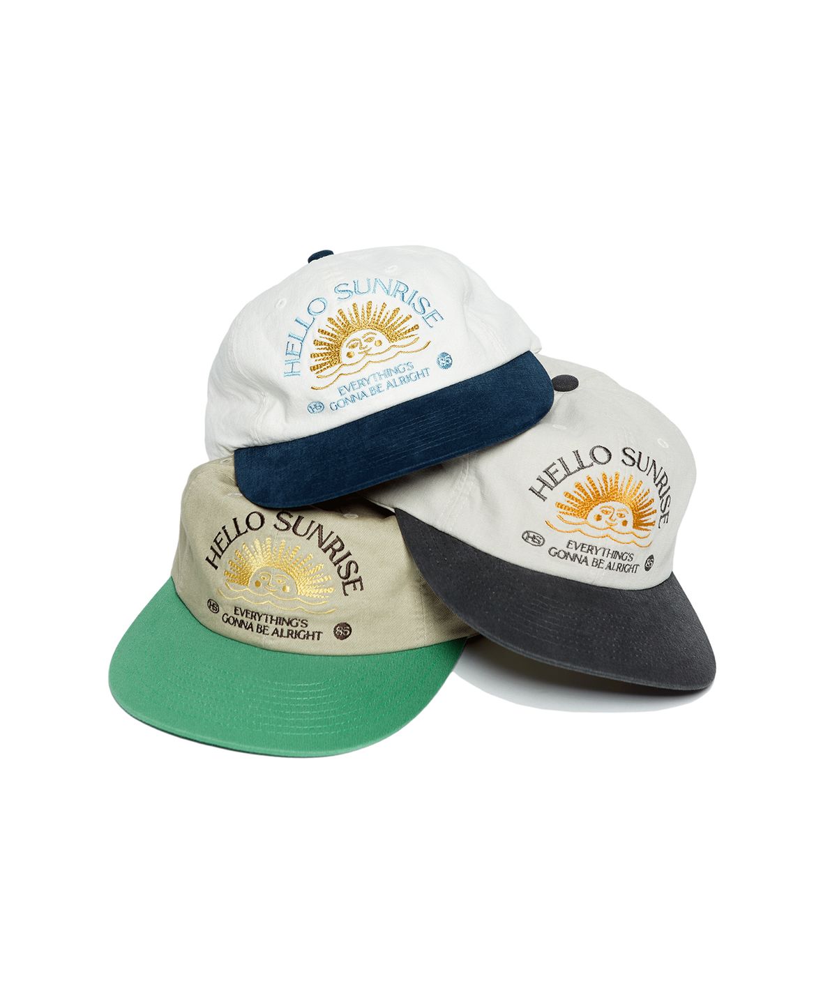 헬로 선라이즈(HELLO SUNRISE) Washed HS Arch Logo 6panel Cap_Oatmeal Beige & Charcoal