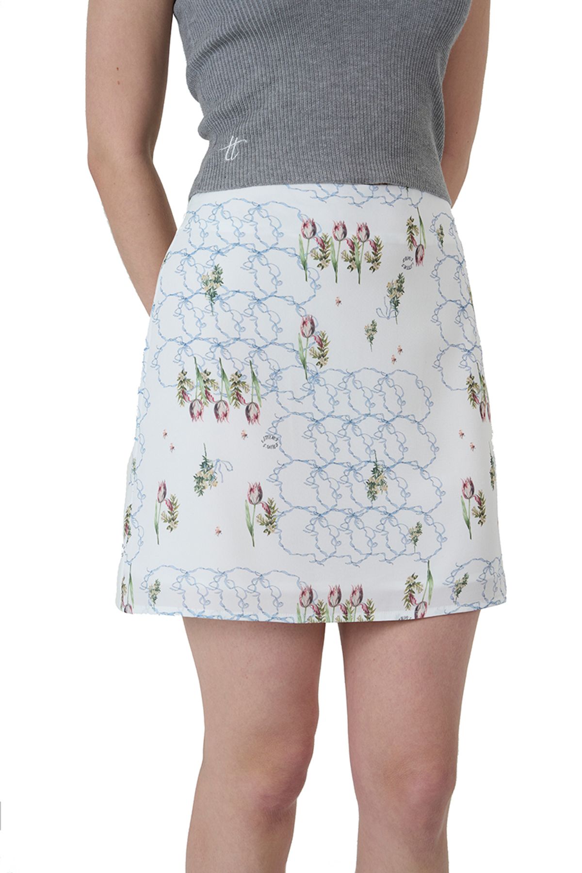 신스레터스(SHINS LETTERS) Ribbon Tulip Skirt