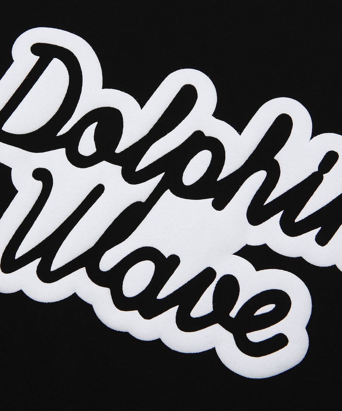 돌핀웨이브어패럴(DOLPHIN WAVE APPAREL) 돌핀 발포 프린트 빅로고 링거 반팔티셔츠 블랙