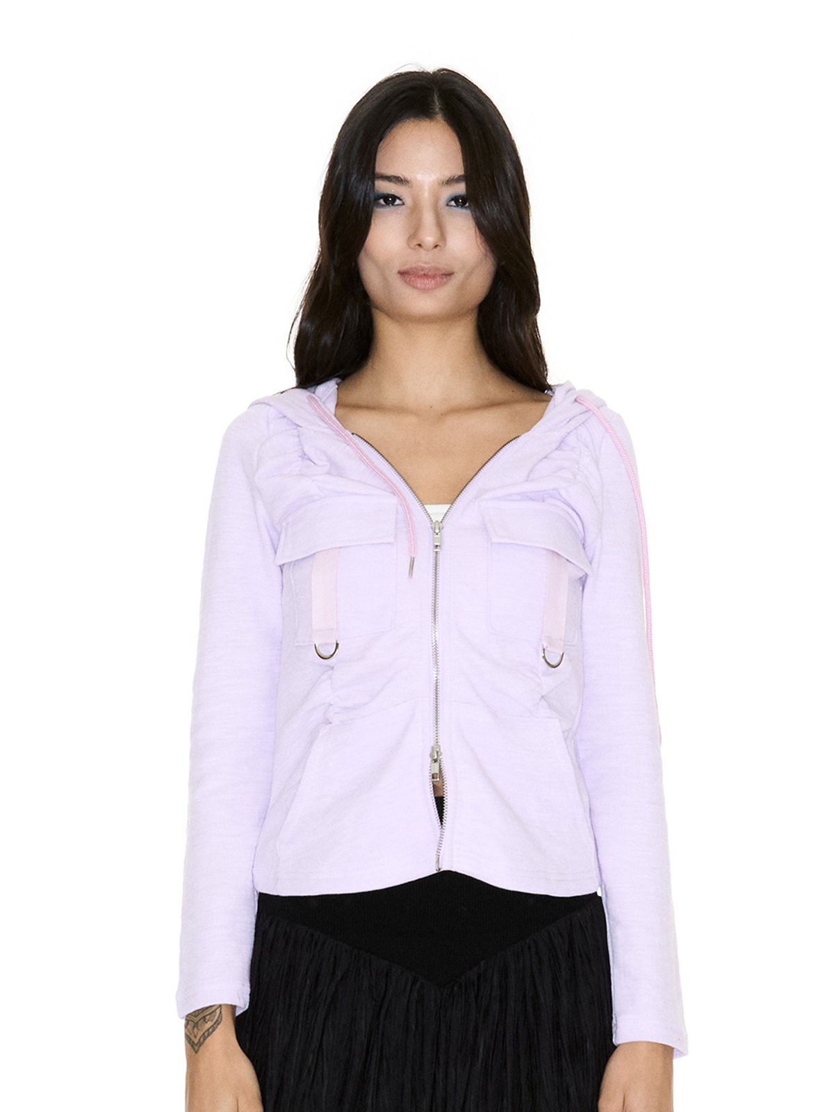 쎄쎄쎄(SETSETSET) SHIRRING CARGO HOOD ZIP-UP PURPLE