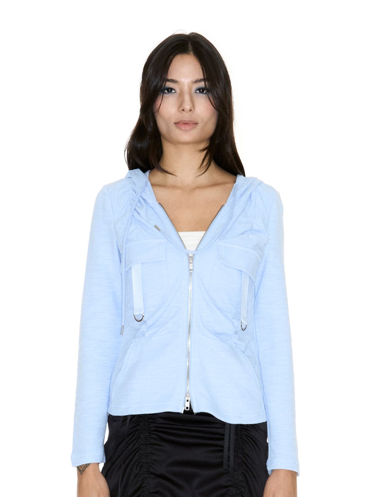 쎄쎄쎄(SETSETSET) SHIRRING CARGO HOOD ZIP-UP BLUE