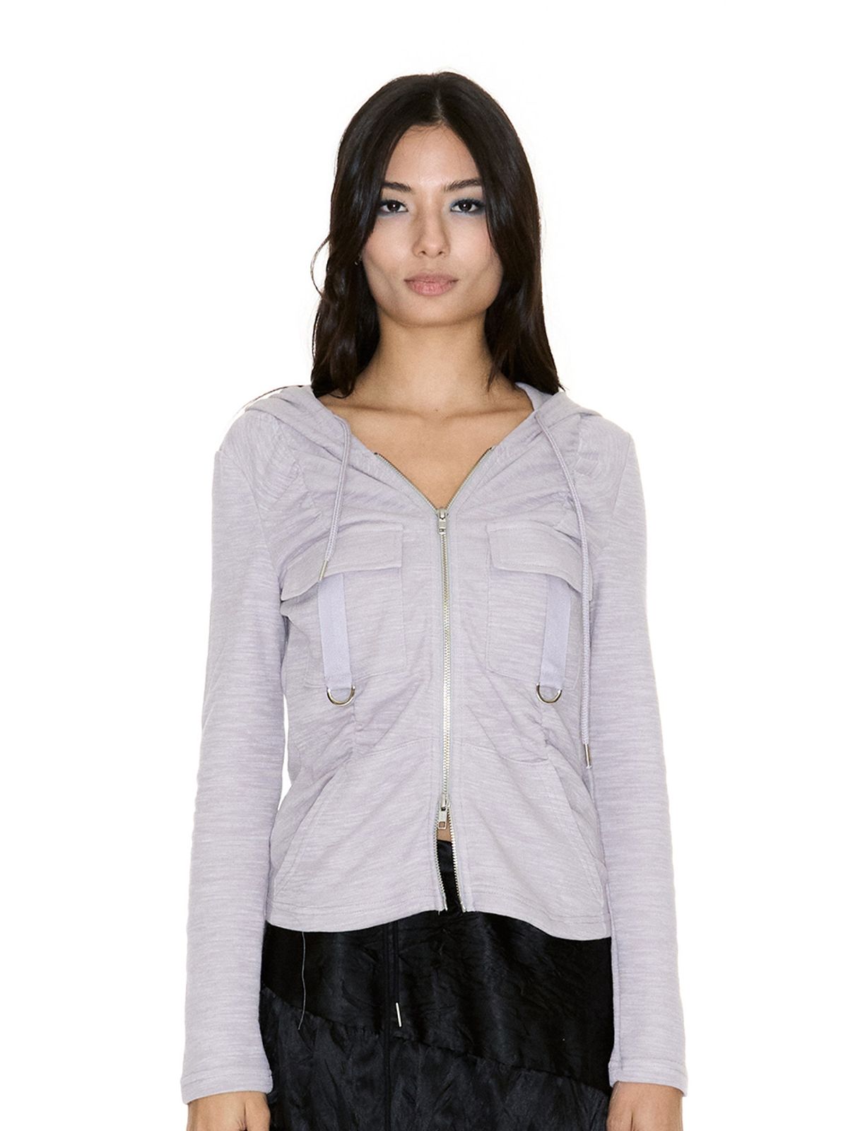쎄쎄쎄(SETSETSET) SHIRRING CARGO HOOD ZIP-UP GREY