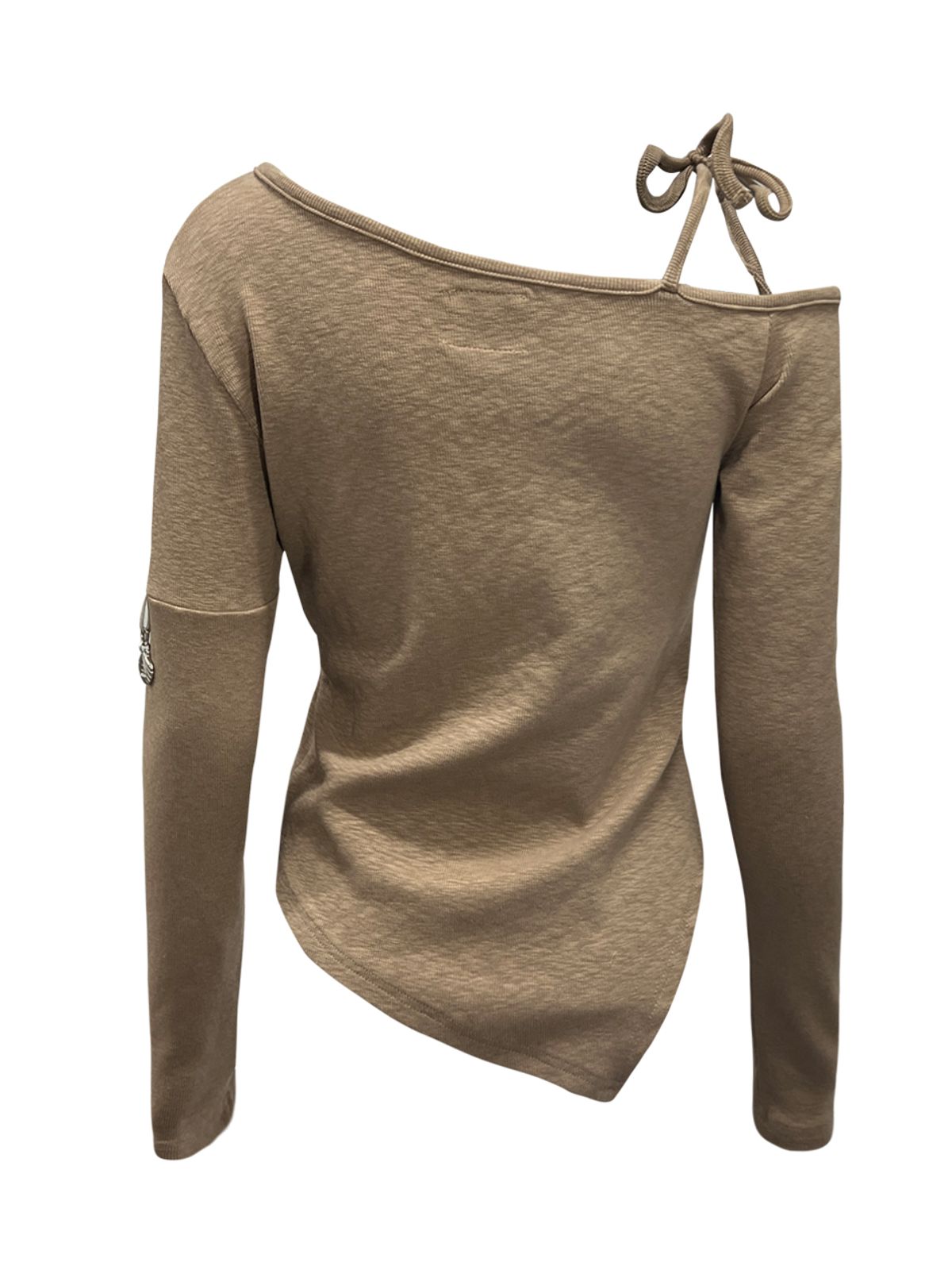 쎄쎄쎄(SETSETSET) ASYMMETRICAL BEAN BUTTON CARDIGAN BEIGE