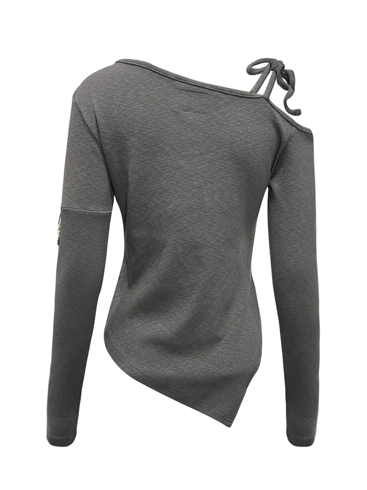 쎄쎄쎄(SETSETSET) ASYMMETRICAL BEAN BUTTON CARDIGAN CHARCOAL
