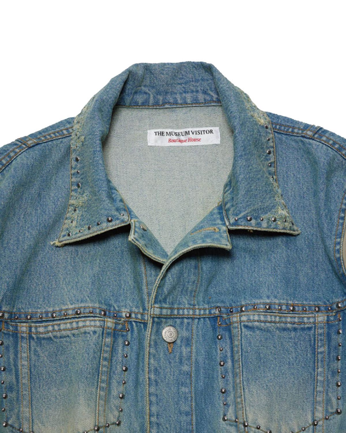 더뮤지엄비지터(THEMUSEUMVISITOR) HYBRID STUD DENIM JACKET (WASHED BLUE)