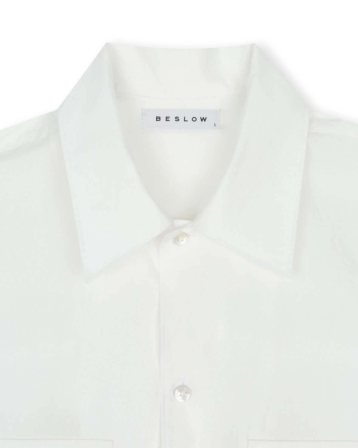 비슬로우(BESLOW) WASHED MILITARY HALF SHIRT WHITE