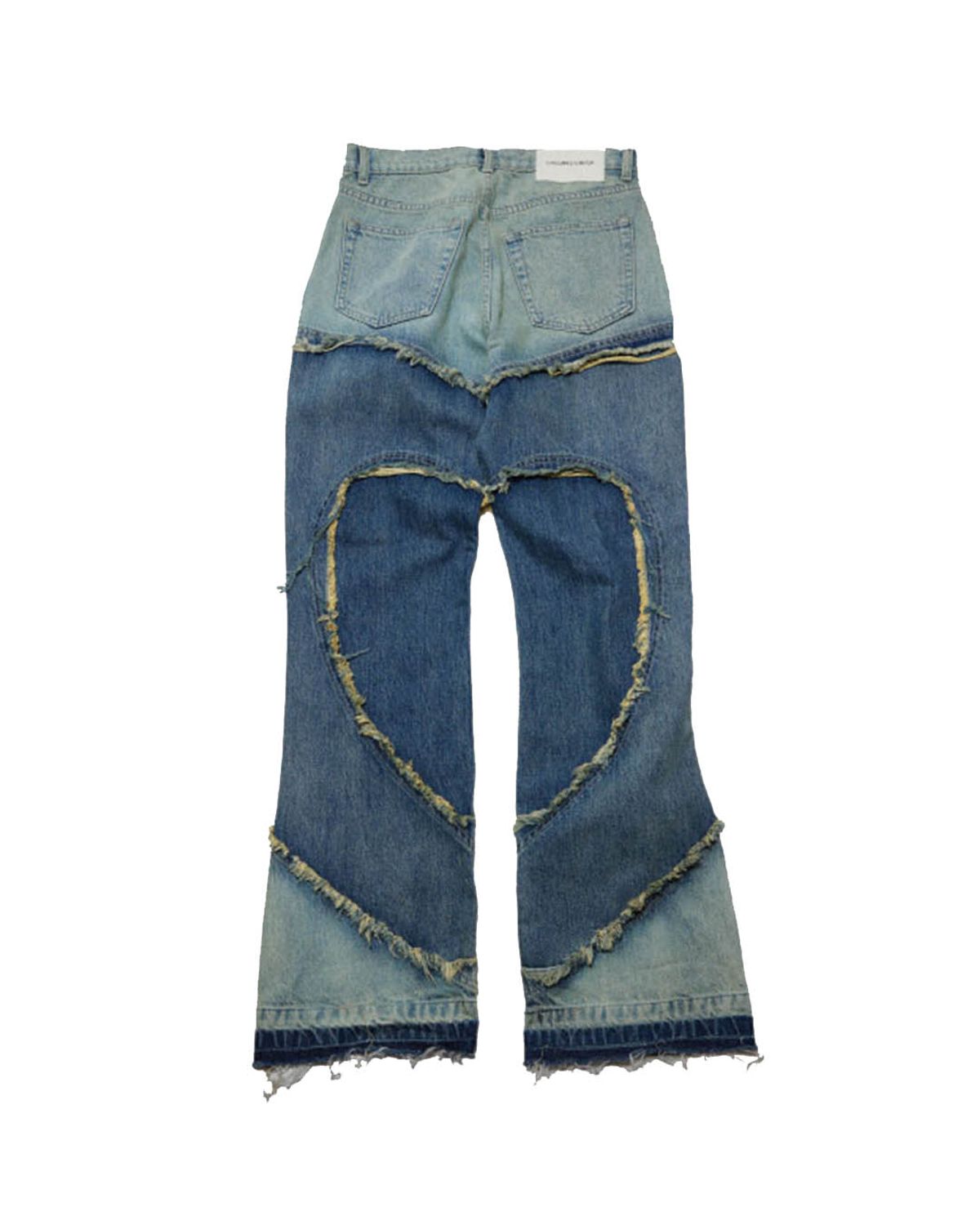 더뮤지엄비지터(THEMUSEUMVISITOR) HEART CUT-OUT DENIM PANTS (BLUE)
