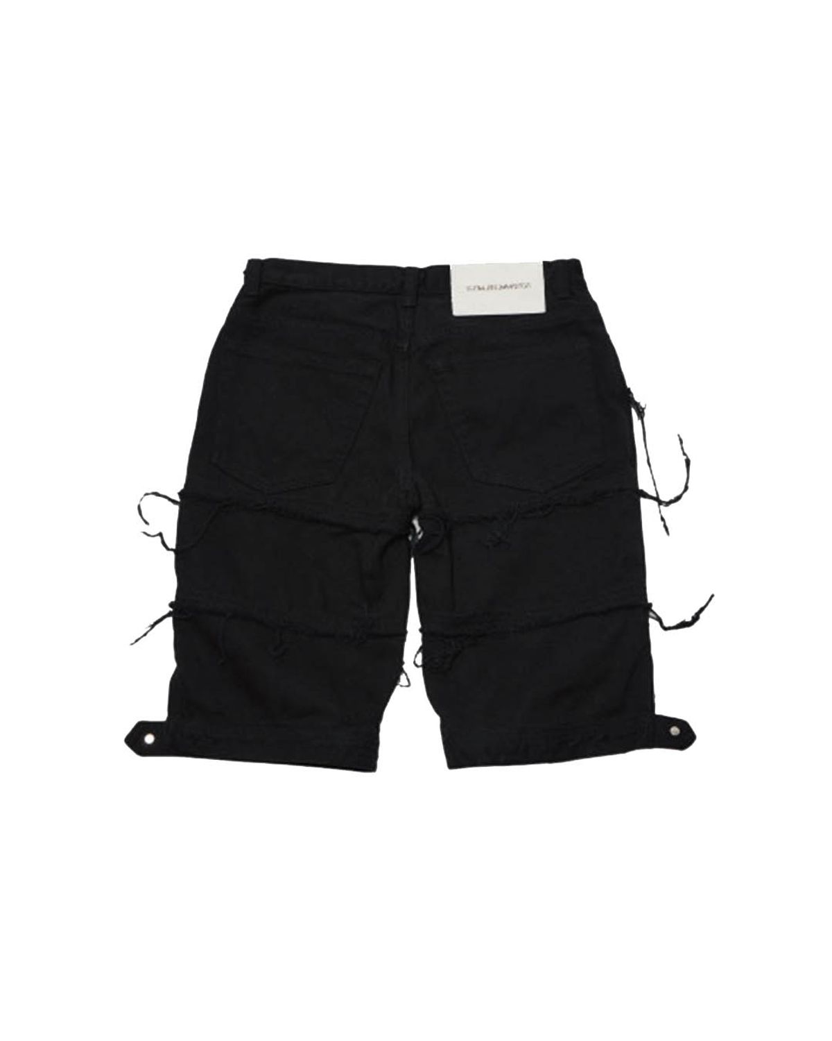 더뮤지엄비지터(THEMUSEUMVISITOR) LINE DAMAGED DENIM SHORTS (BLACK)