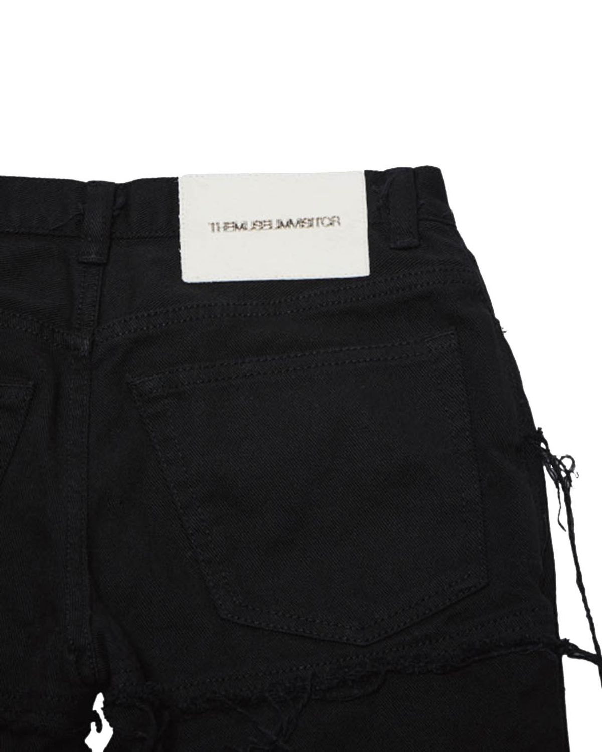더뮤지엄비지터(THEMUSEUMVISITOR) LINE DAMAGED DENIM SHORTS (BLACK)