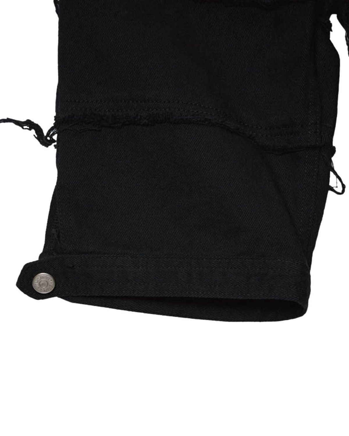 더뮤지엄비지터(THEMUSEUMVISITOR) LINE DAMAGED DENIM SHORTS (BLACK)