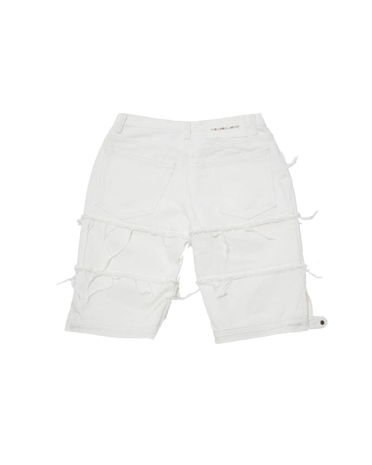 더뮤지엄비지터(THEMUSEUMVISITOR) LINE DAMAGED DENIM SHORTS (IVORY)