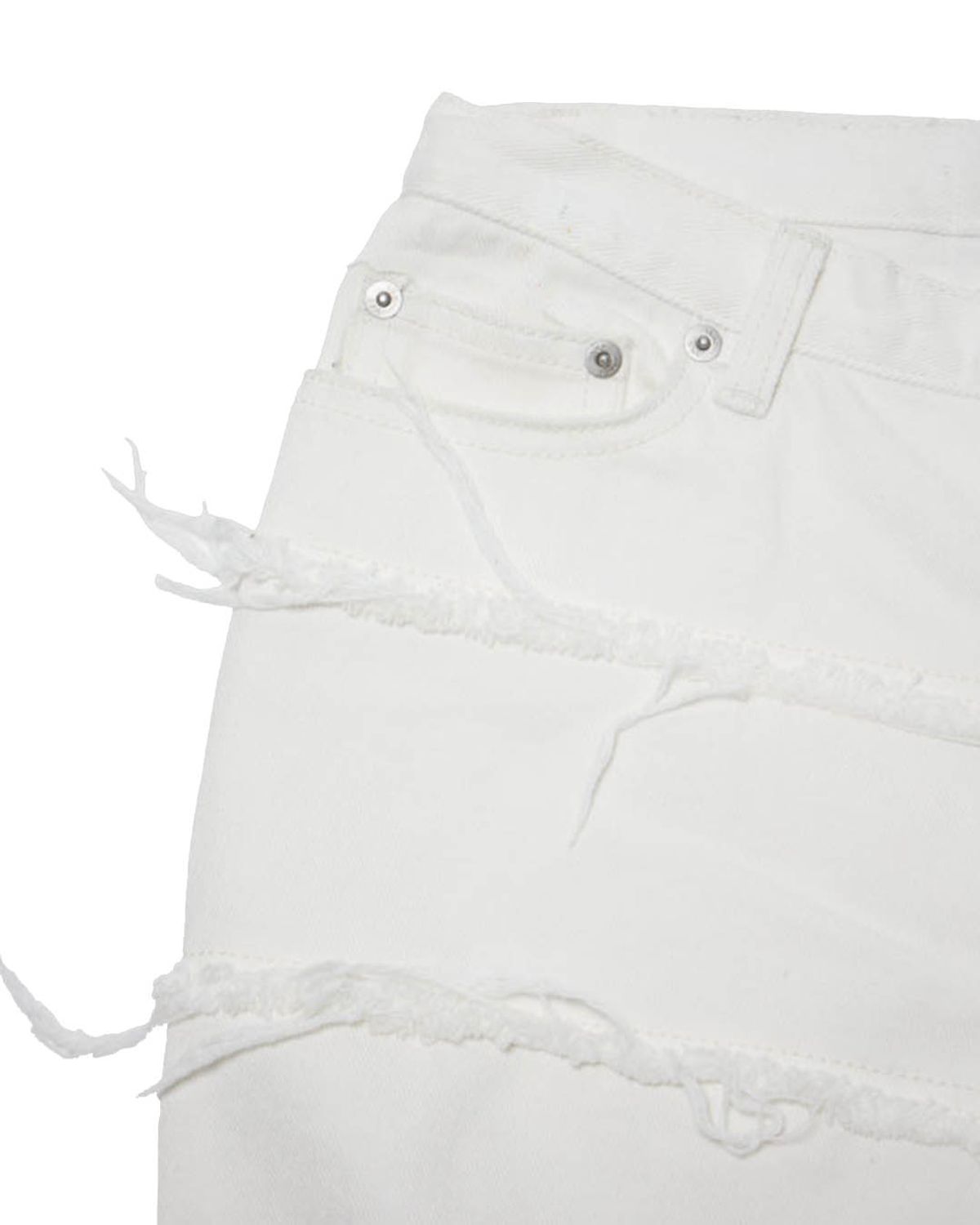 더뮤지엄비지터(THEMUSEUMVISITOR) LINE DAMAGED DENIM SHORTS (IVORY)