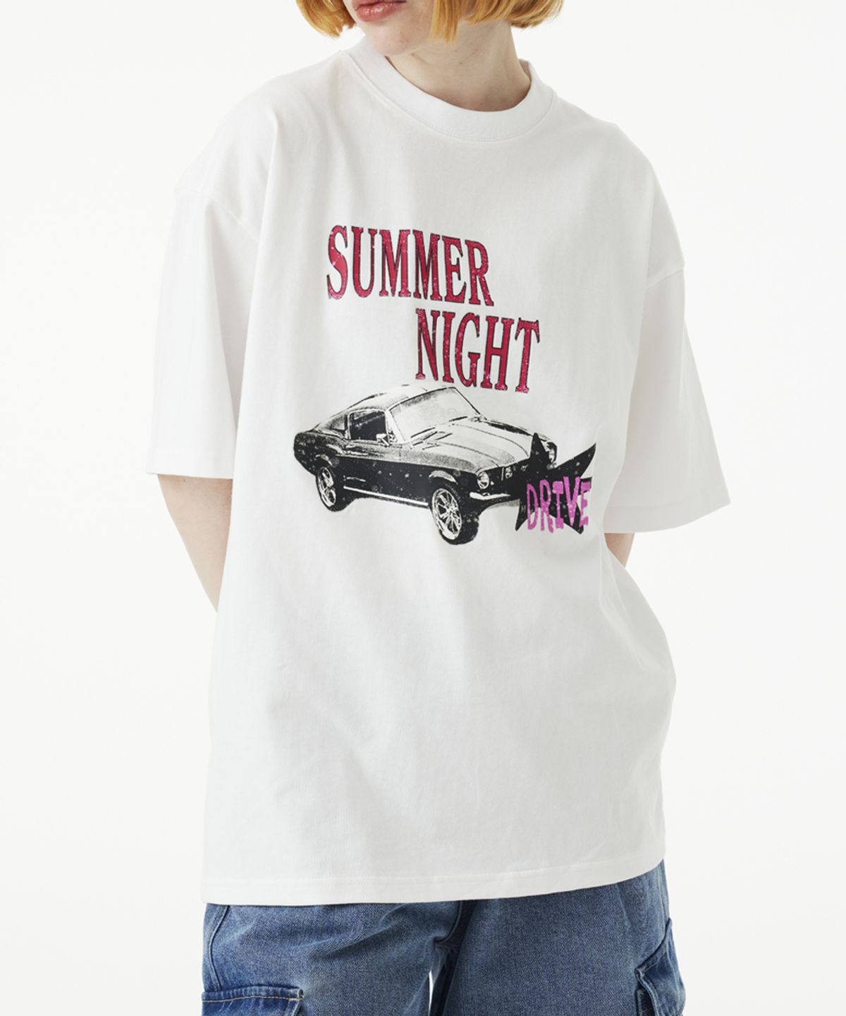 어반에이지(URBANAGE) Summer Night 오버 반팔_화이트