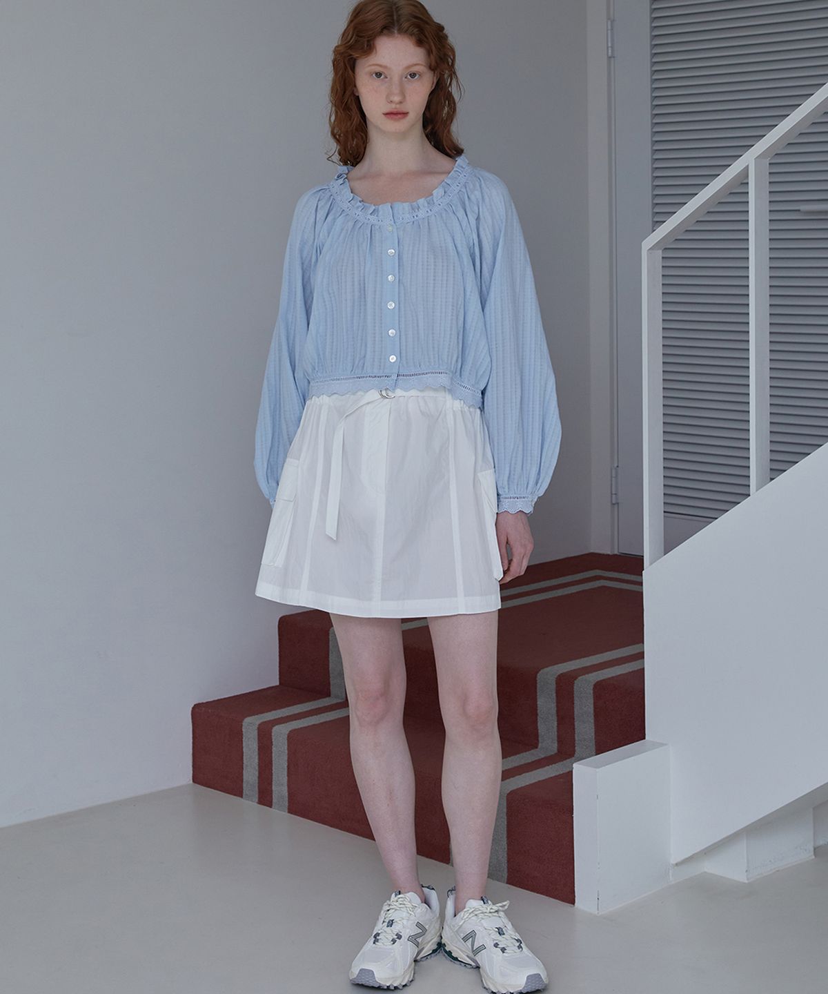 쎄미(SSEMI) MARIE FRILL BLOUSE(BL)