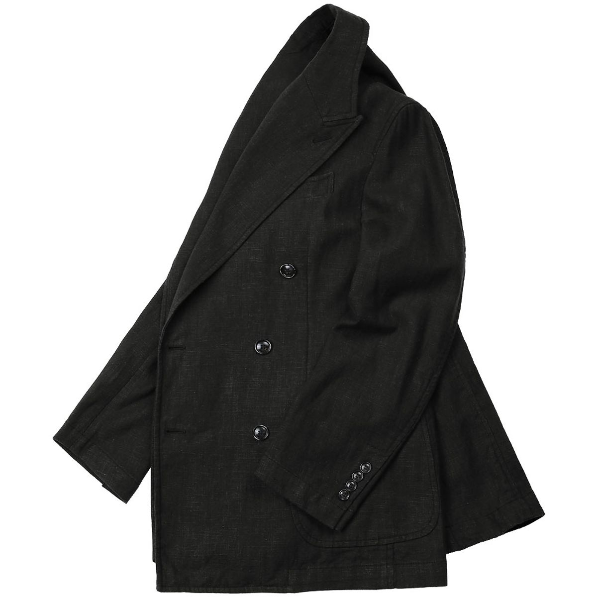 솔티(SORTIE) 6B Linen Washed Double Jacket (Black)