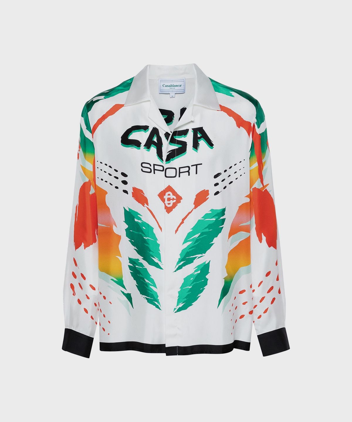 카사블랑카(CASABLANCA) (M) 쿠반 칼라 롱 슬리브 셔츠 화이트 UNISEX CUBAN COLLAR LONG SLEEVE SHIRT CASA MOTO WHITE