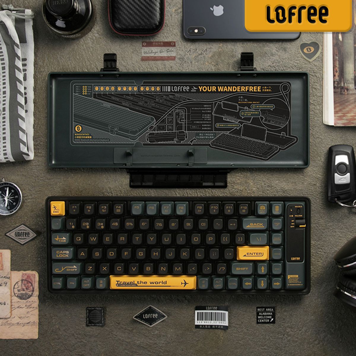 로프리(LOFREE) WANDERFREE 블루투스 유무선 키보드 그린