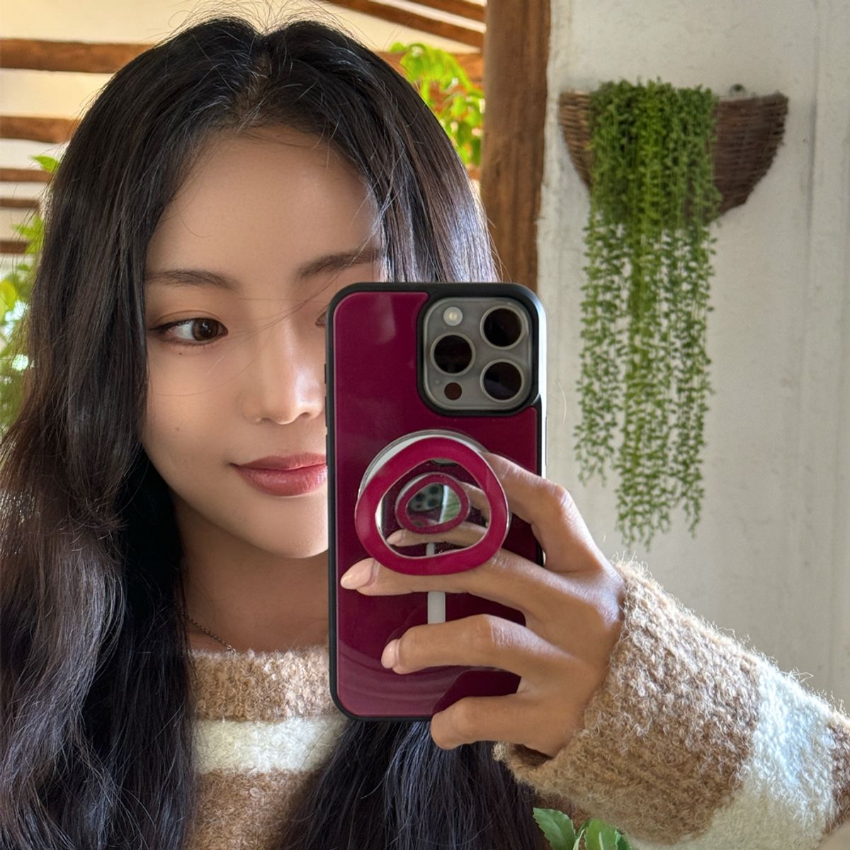 일육팔센치케이스(168CM) 아이폰 맥세이프 거울 스마트톡 거치대 조약돌