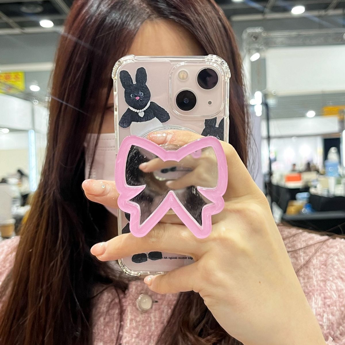 일육팔센치케이스(168CM) 아이폰 맥세이프 거울 스마트톡 거치대 리본