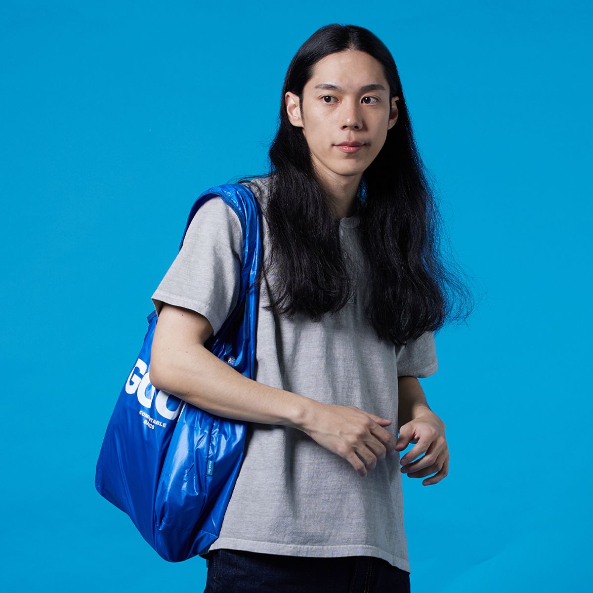굿온(GOODON) 로고 에코 토트백 - 블루