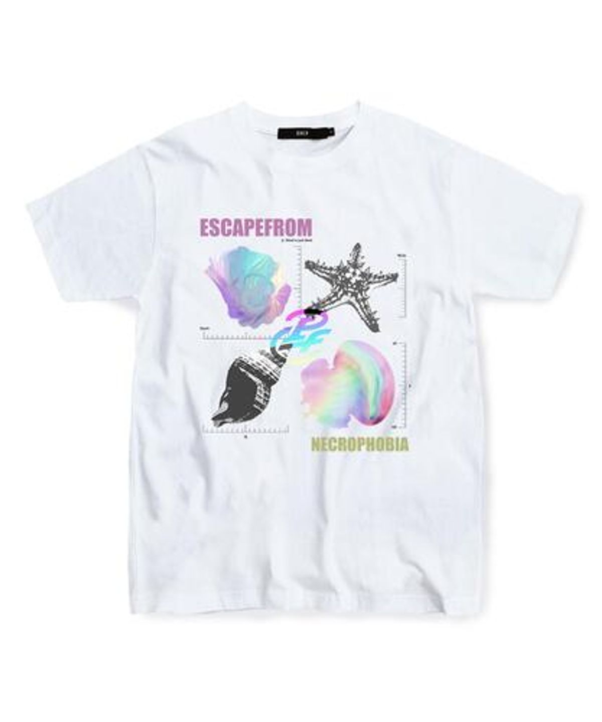 이스케이프프롬(ESCAPEFROM) 홀로그램 네크로포비아 프린트 티셔츠 화이트
