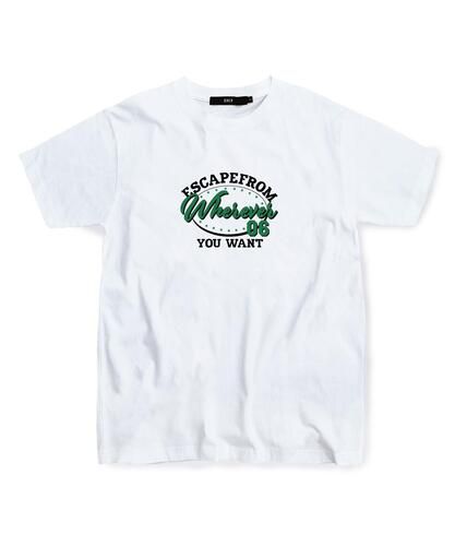 MUSINSA公式 | ESCAPEFROM Green Electronic Logo T-Shirt White
