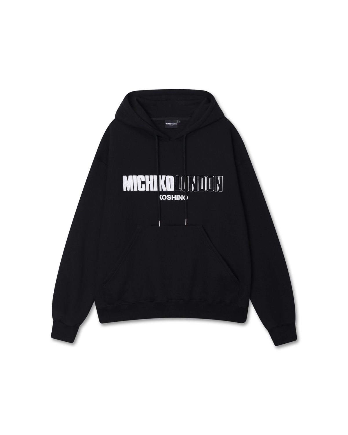 미치코런던 코시노(MICHIKO LONDON KOSHINO) 헤리티지 로고 후드 블랙_유니섹스