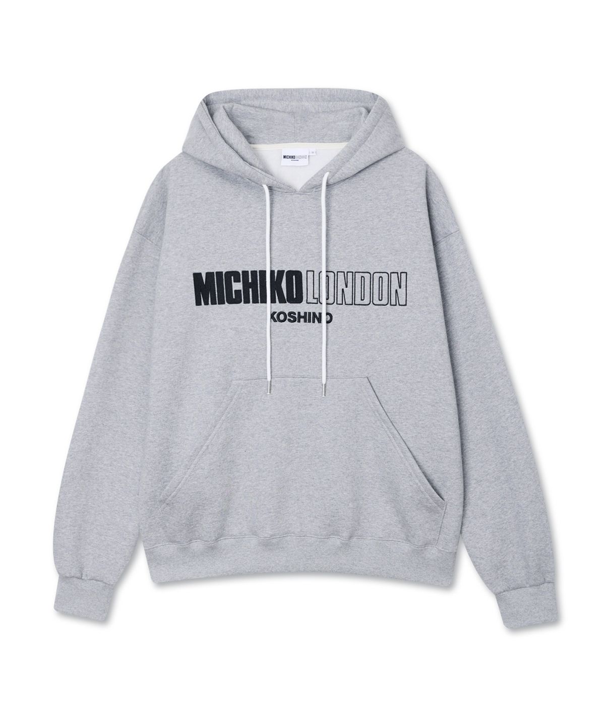 미치코런던 코시노(MICHIKO LONDON KOSHINO) 헤리티지 로고 후드 멜란지 그레이_유니섹스