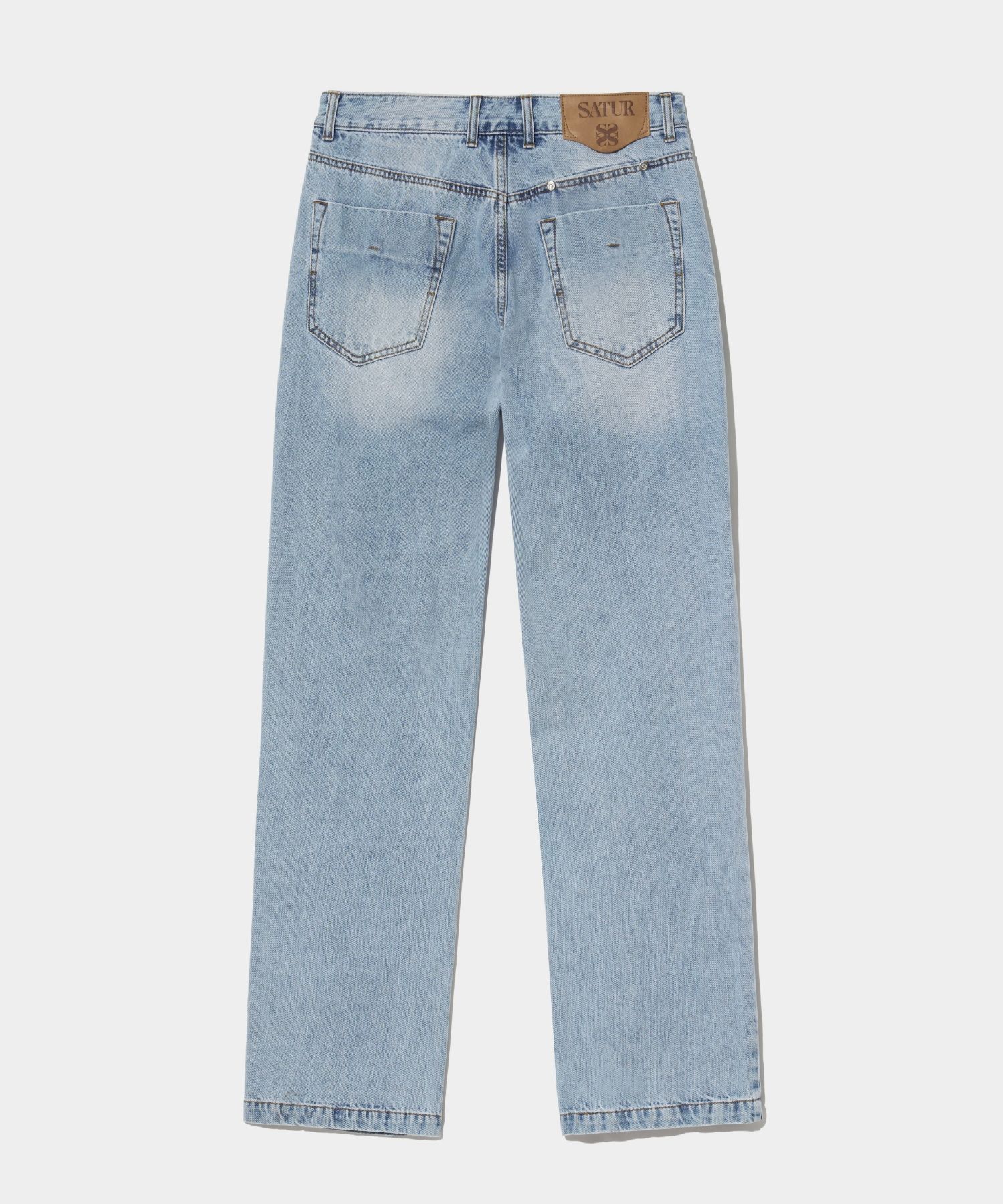 ◆SATUR◆ Tapered Relax Washed Denim Pants Light Blue SA241M MUSINSA | SATUR tapered relax washed-out denim pants light blue