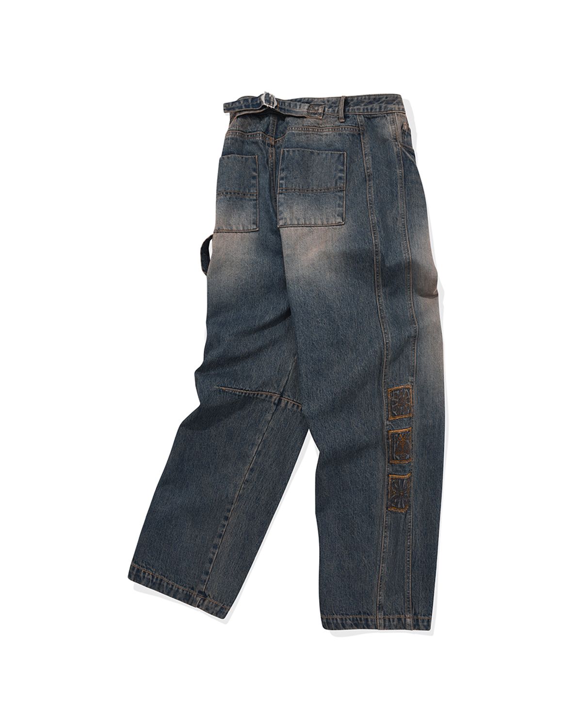 카락터(KARACTOR) Vintage emblem denim pants / Muddy blue
