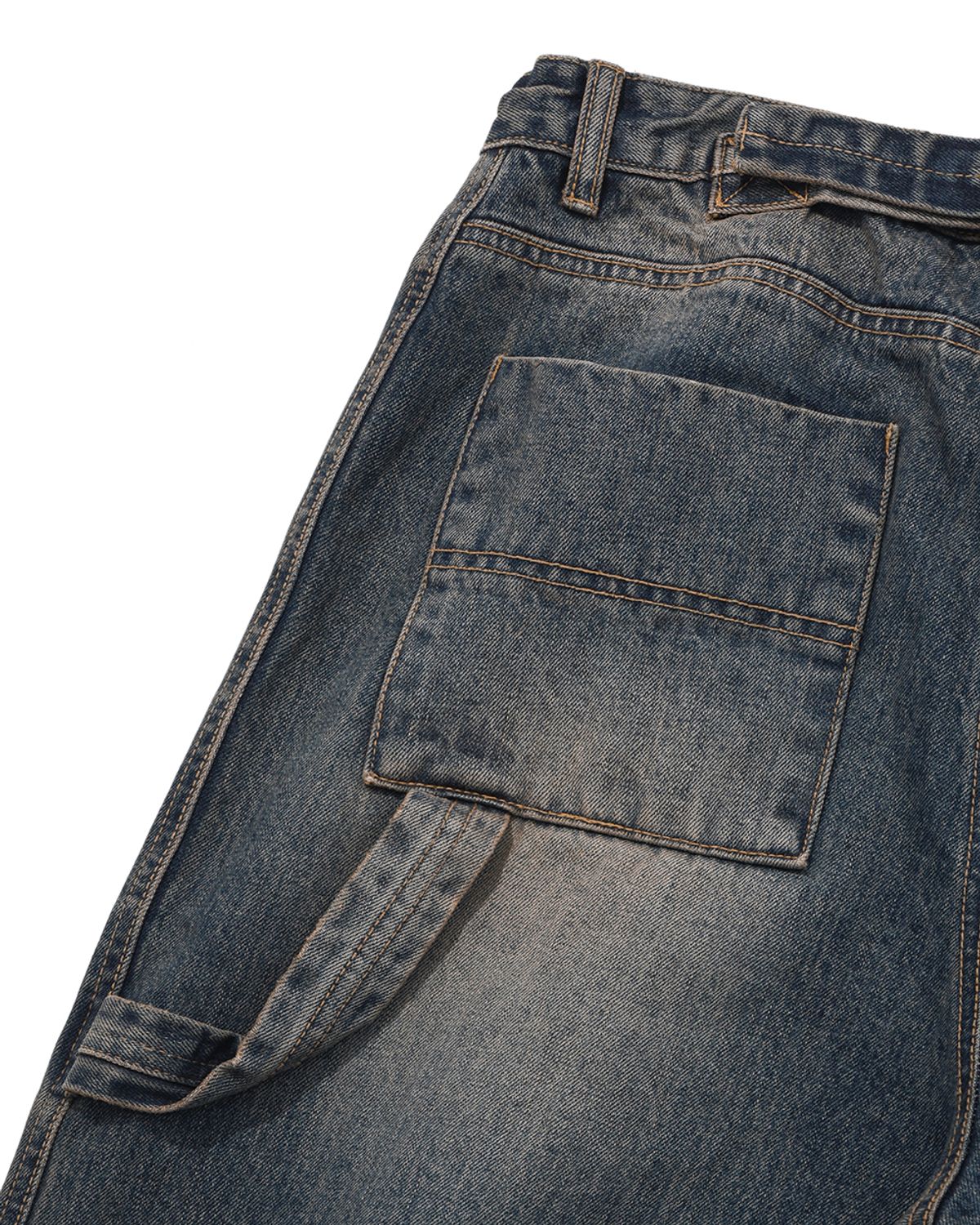 카락터(KARACTOR) Vintage emblem denim pants / Muddy blue