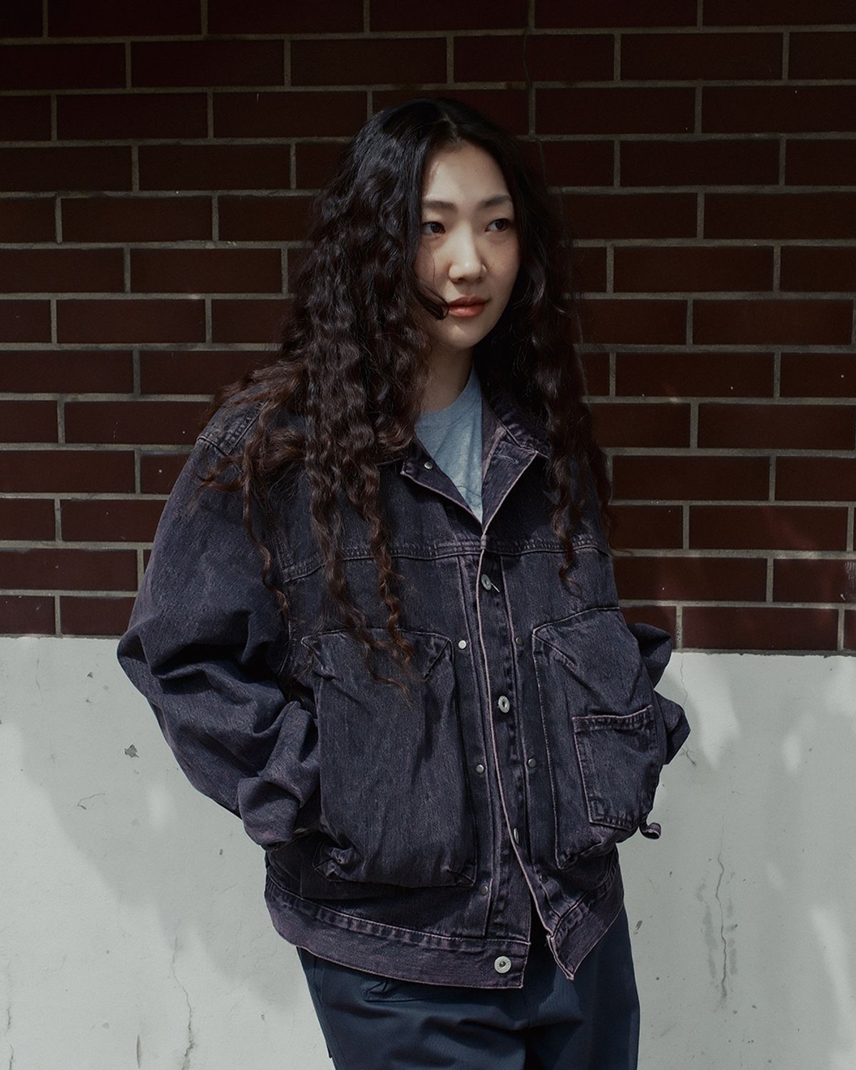 카락터(KARACTOR) Bleach dyeing trucker jacket / Vintage purple