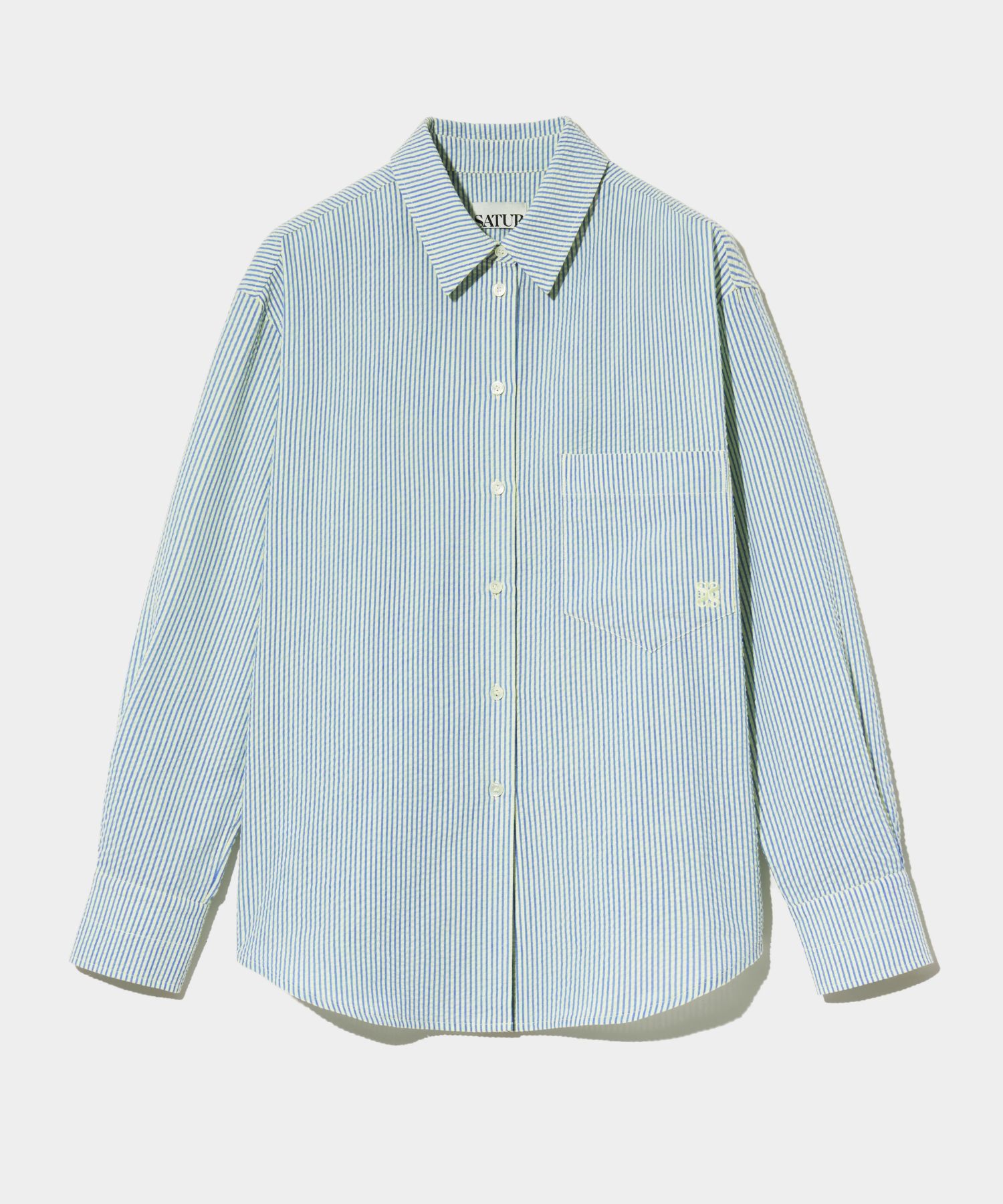 MUSINSA公式 | SATUR Basic Pocket Shirt Blue Stripe