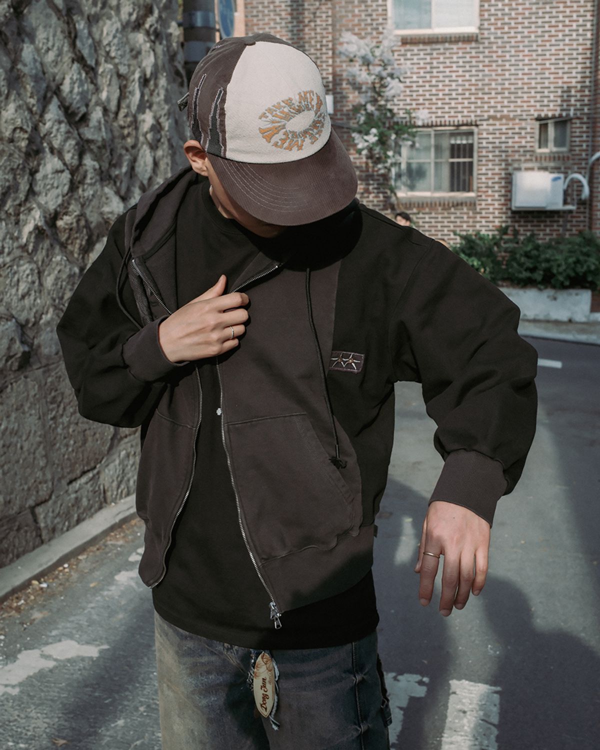 카락터(KARACTOR) Garment dyed hooded zip-up / Pigment navy