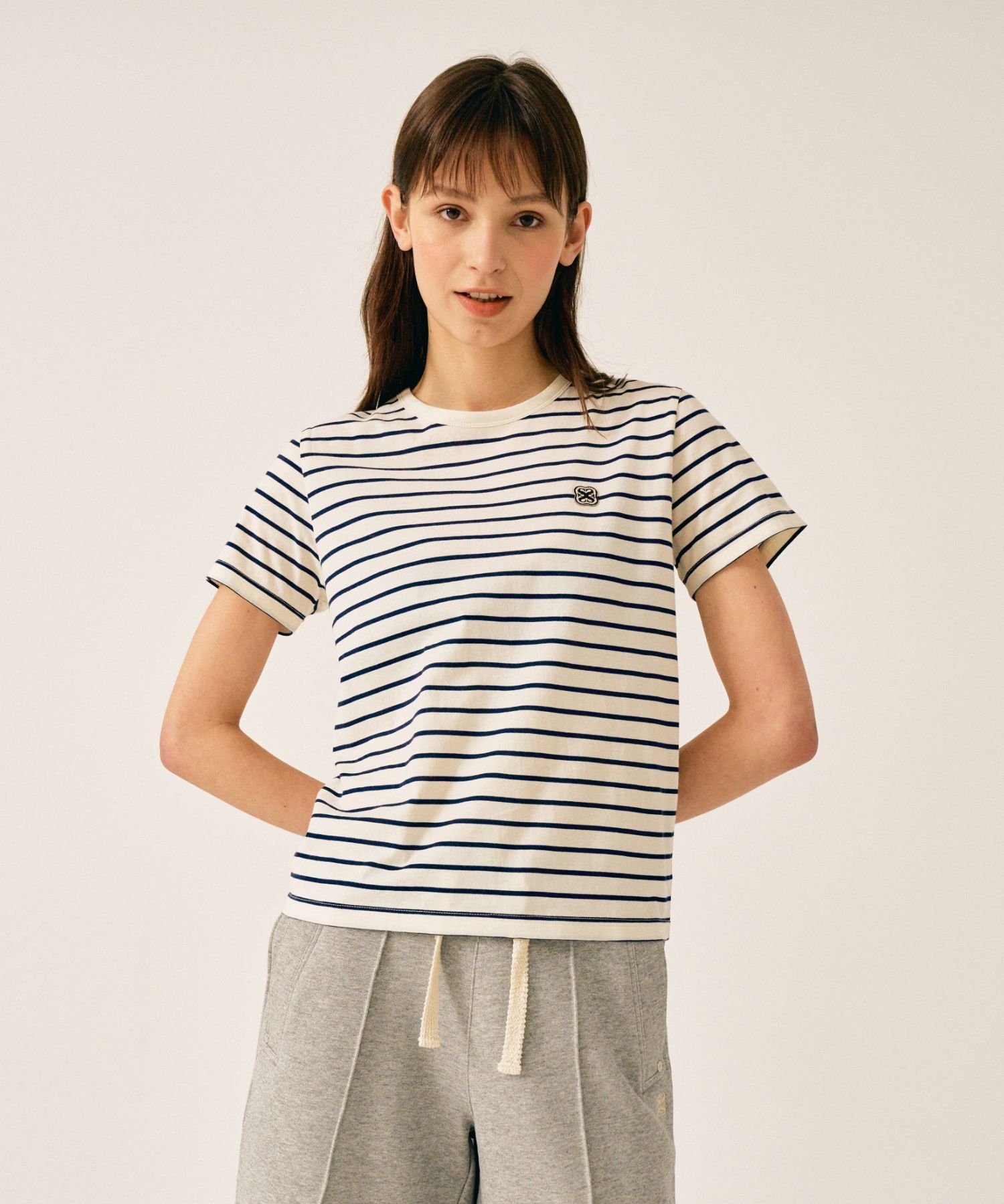 【SATUR】All Day Cotton Stripe T-Shirt - Resort Cream MUSINSA | SATUR All Day Cotton Stripe Short Sleeve T-shirt