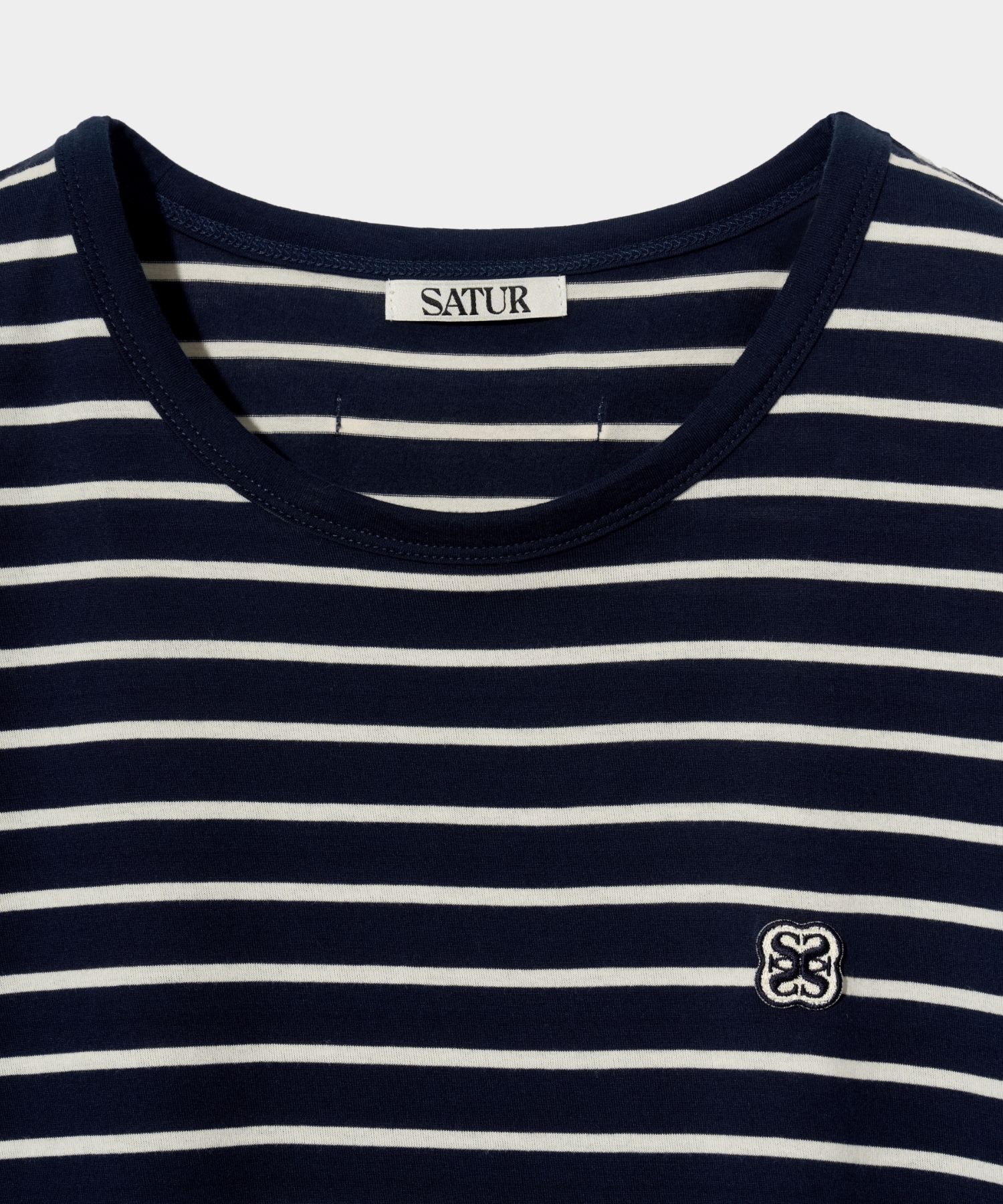 MUSINSA | SATUR All-Day Cotton Stripe Short-Sleeved T-Shirt