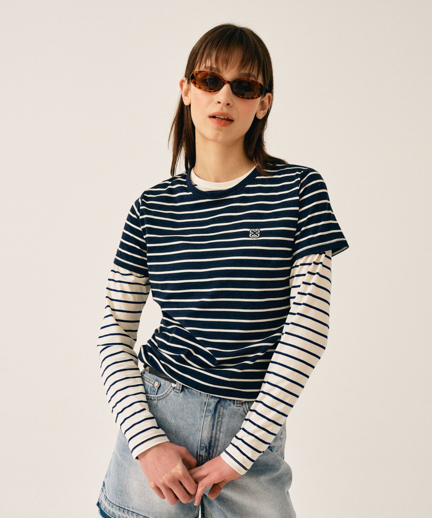 ★SATUR★ All Day Color Stripe Short Sleeve T-Shirt Navy SA2 MUSINSA | SATUR All Day Color Stripe Short Sleeve T-shirt Navy