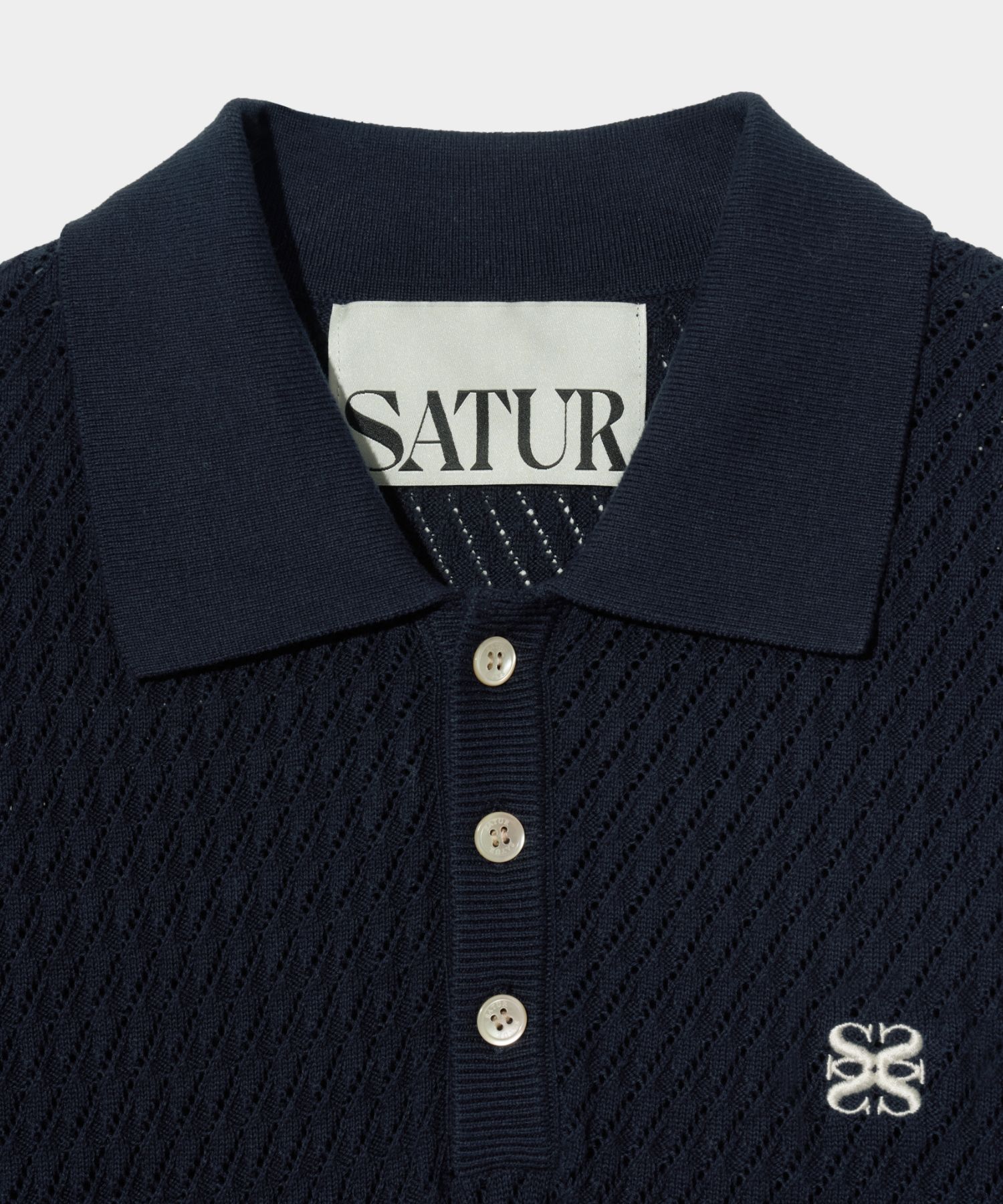 ニット・セーター SATUR Diagonal collar half knit classic navy MUSINSA公式 | SATUR Diagonal Collar Half Knitwear Classic Navy