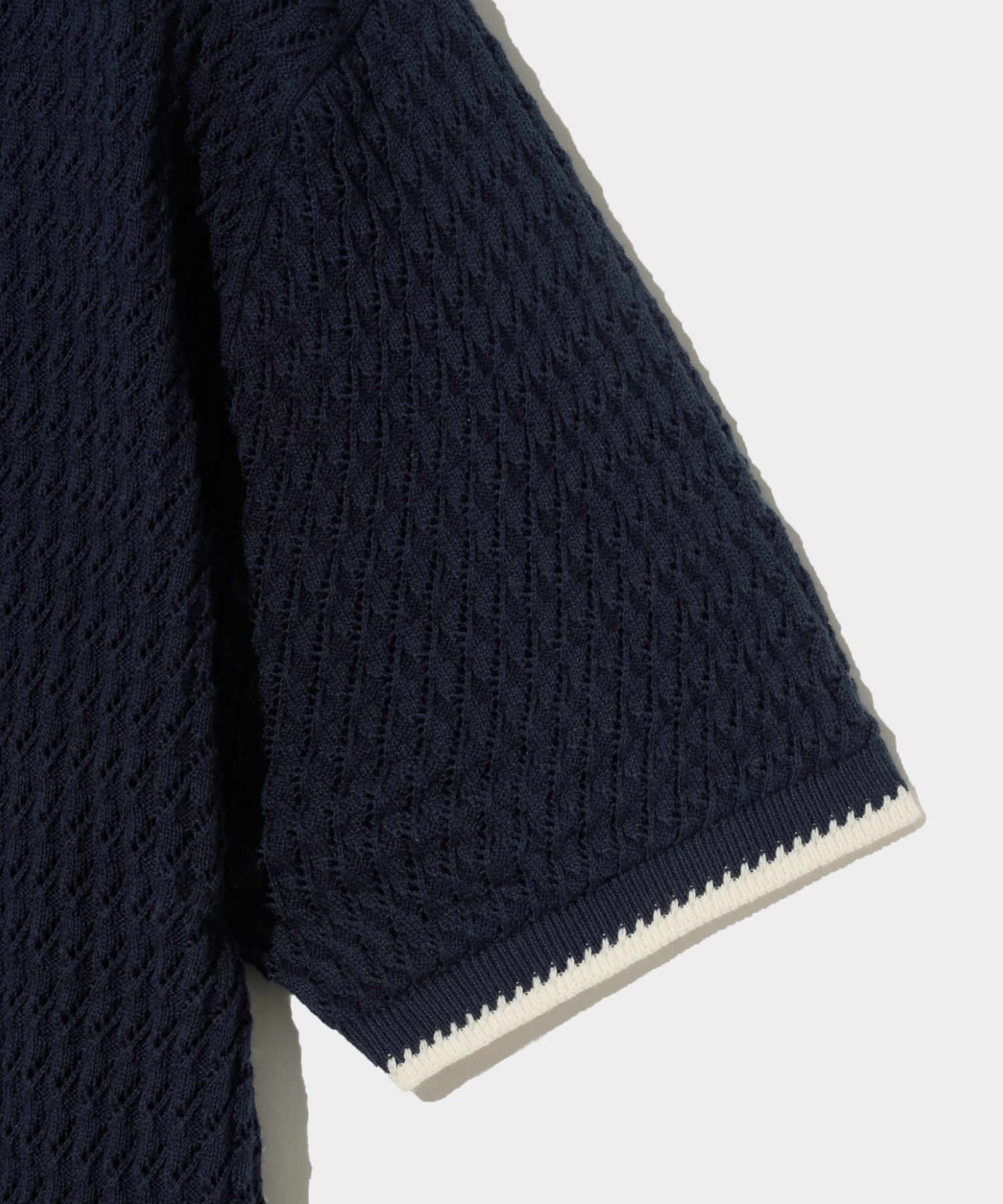 MUSINSA公式 | SATUR Diagonal Collar Half Knitwear Classic Navy