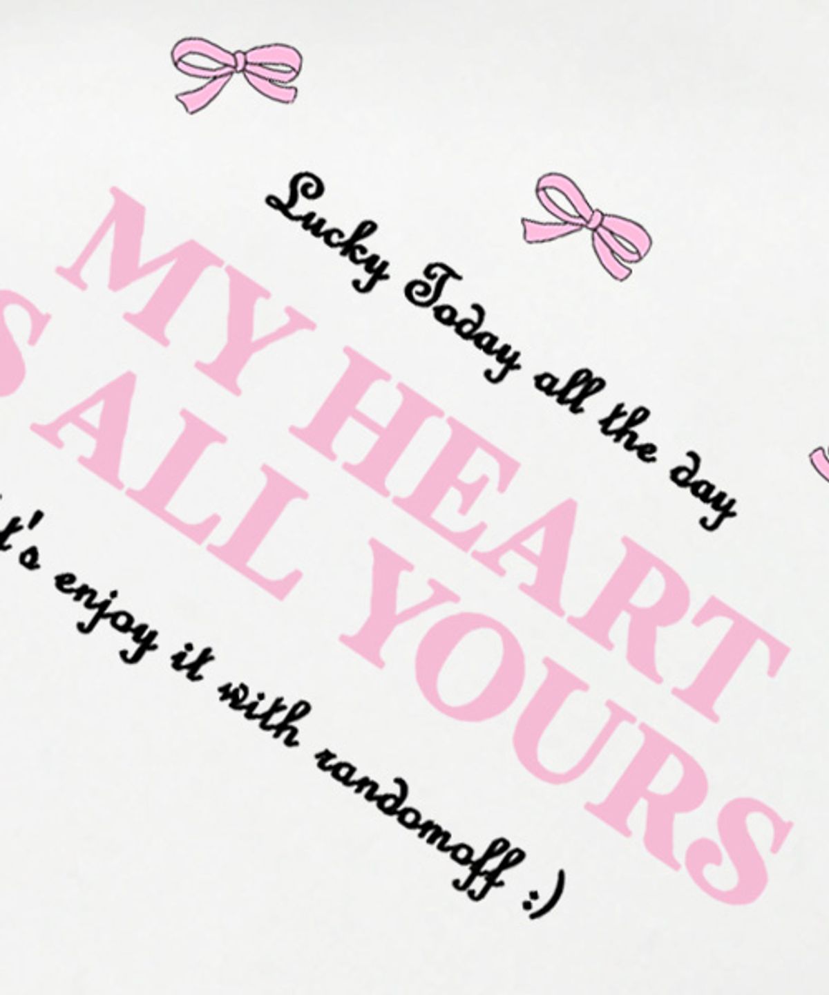 랜덤오프(RANDOMOFF) MY HEART RIBBON 후드티 [화이트]