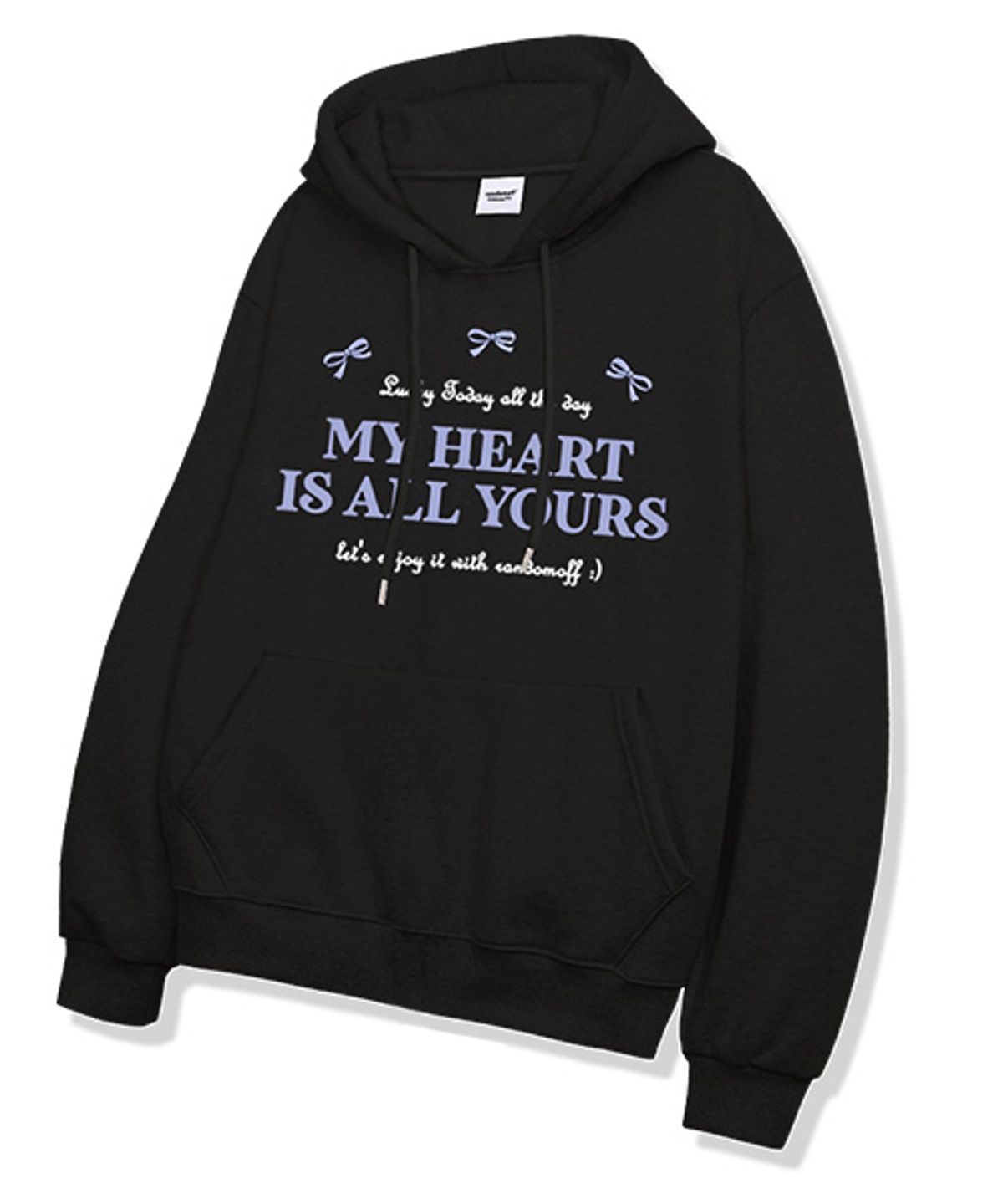 랜덤오프(RANDOMOFF) MY HEART RIBBON 후드티 [블랙]