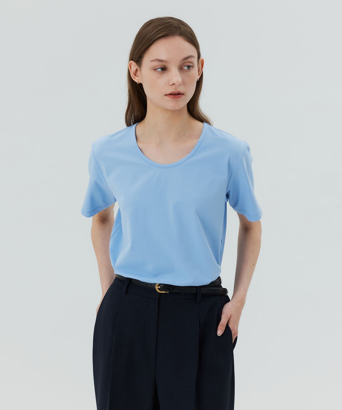 마인드브릿지 우먼(MIND BRIDGE WOMEN) [ON][W]U넥 티셔츠 - 5color