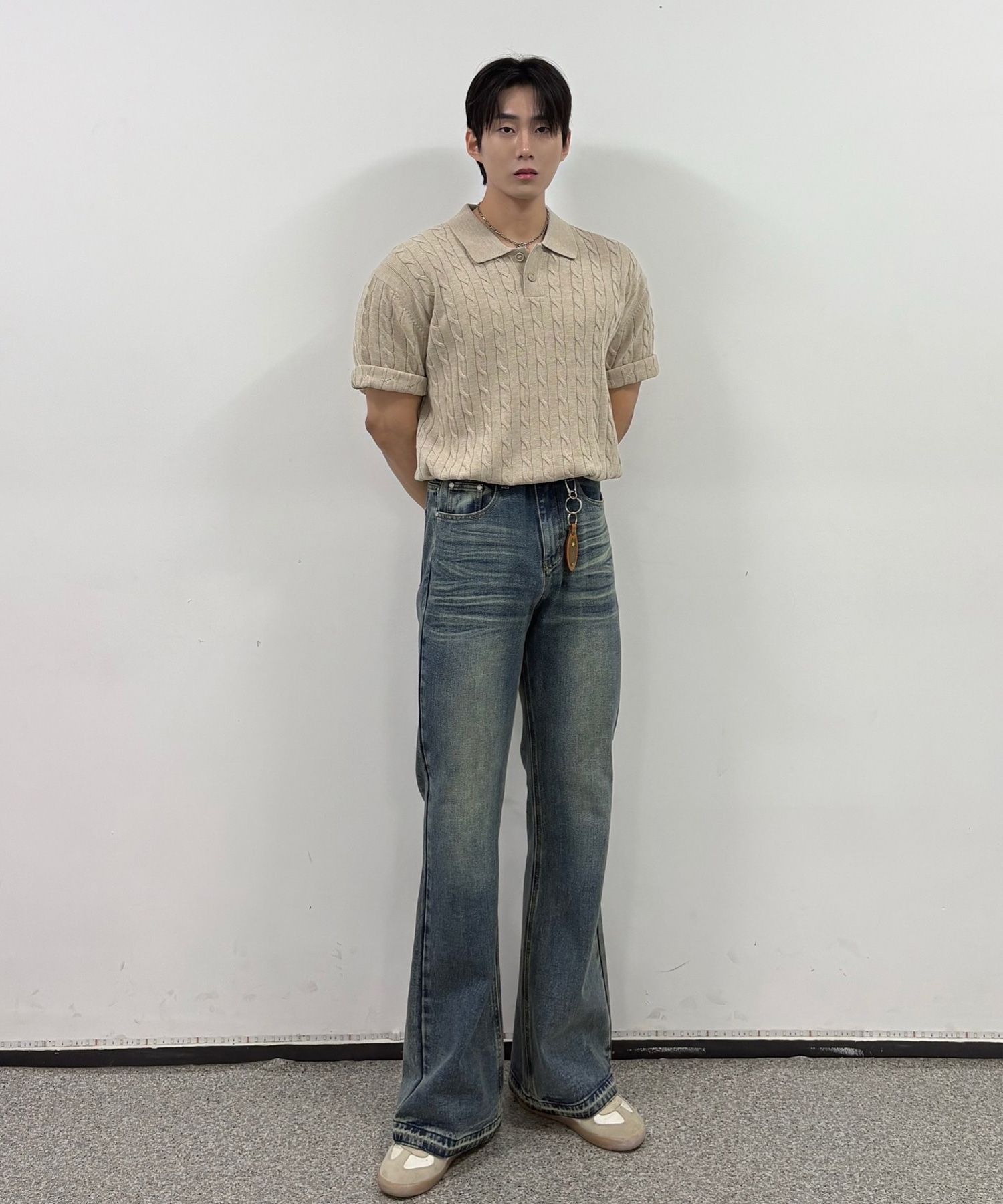 MUSINSA | MINDBRIDGE Cable collar short sleeve knit - 3 colors