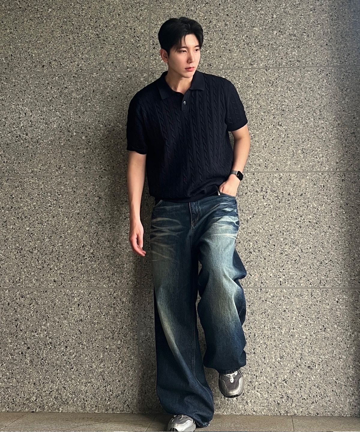 마인드브릿지(MINDBRIDGE) 케이블 카라 반팔 니트 - 3color