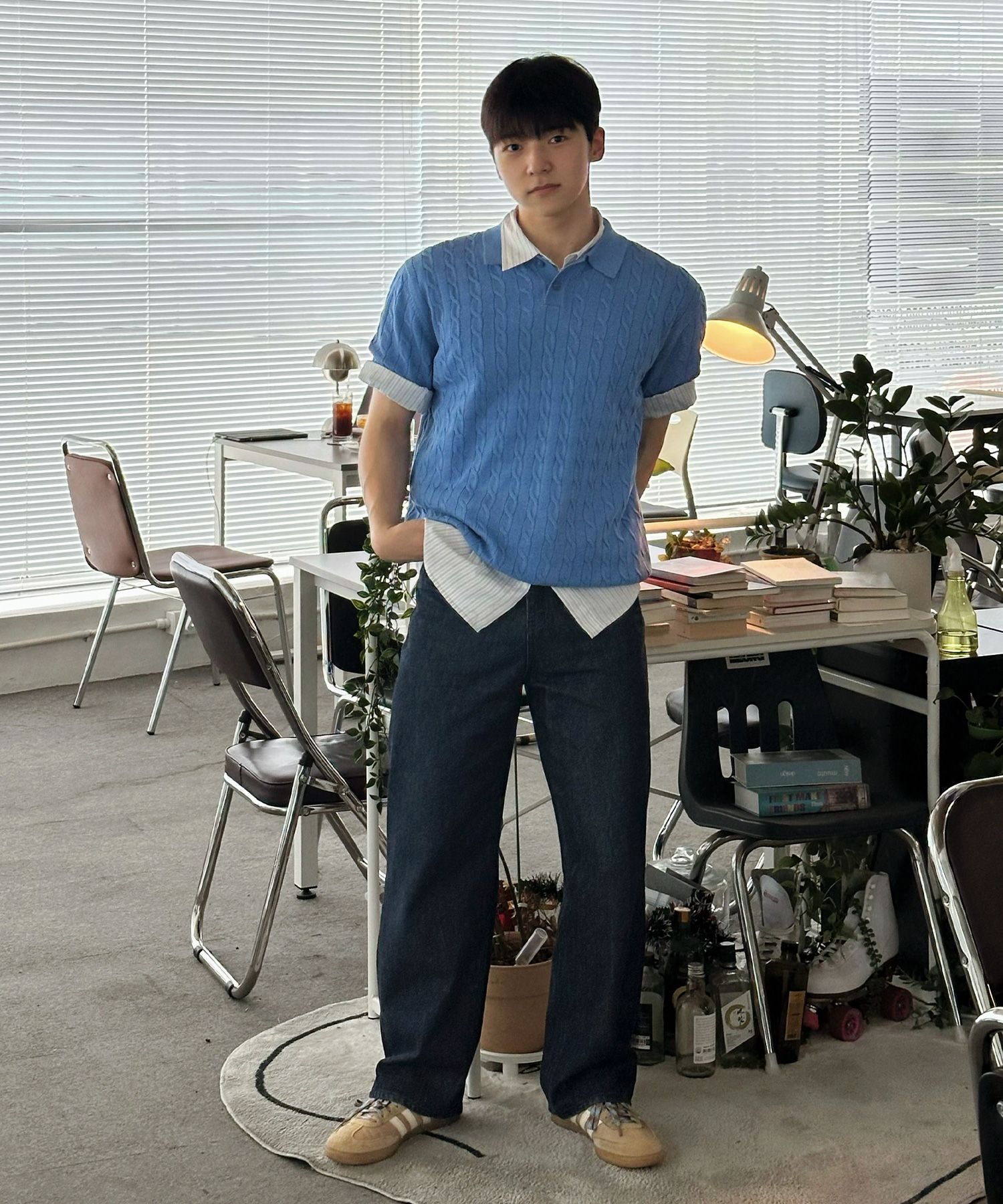 MUSINSA | MINDBRIDGE Cable collar short sleeve knit - 3 colors