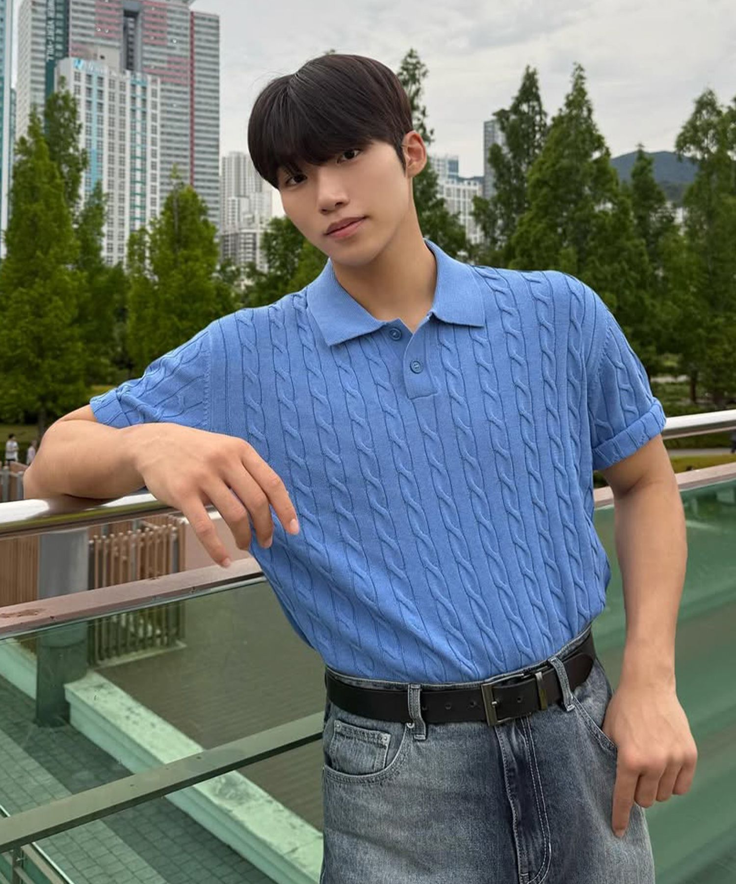 【MODERNIF】Cable collar short sleeve knit MUSINSA | MINDBRIDGE Cable collar short sleeve knit - 3 colors