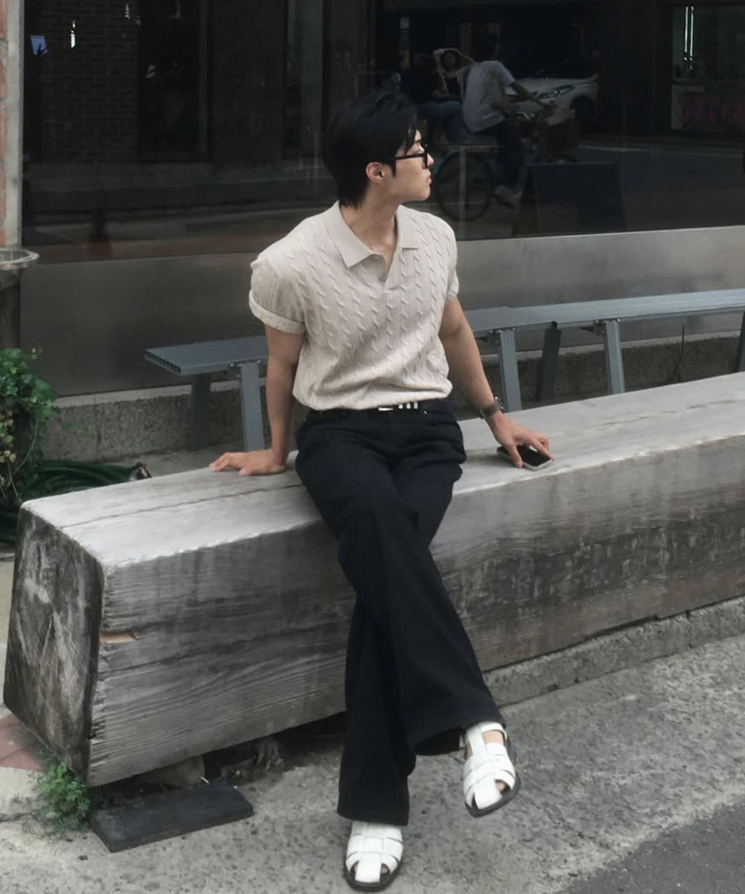 【MODERNIF】Cable collar short sleeve knit MUSINSA | MINDBRIDGE Cable collar short sleeve knit - 3 colors